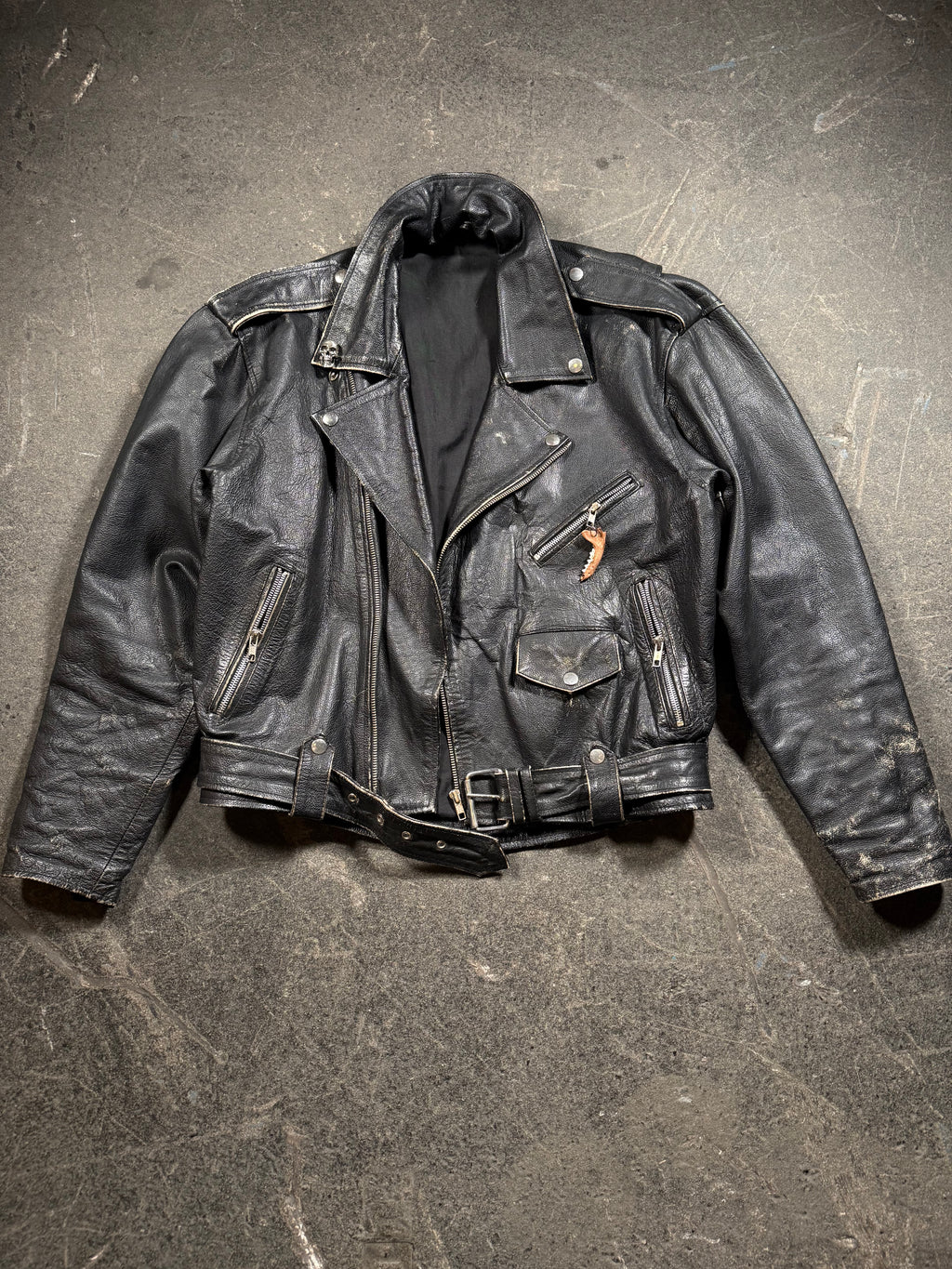 Vintage Biker Lederjacke | Vintage Leather Jacket | used look | cropped fit | 80's / 90's | M