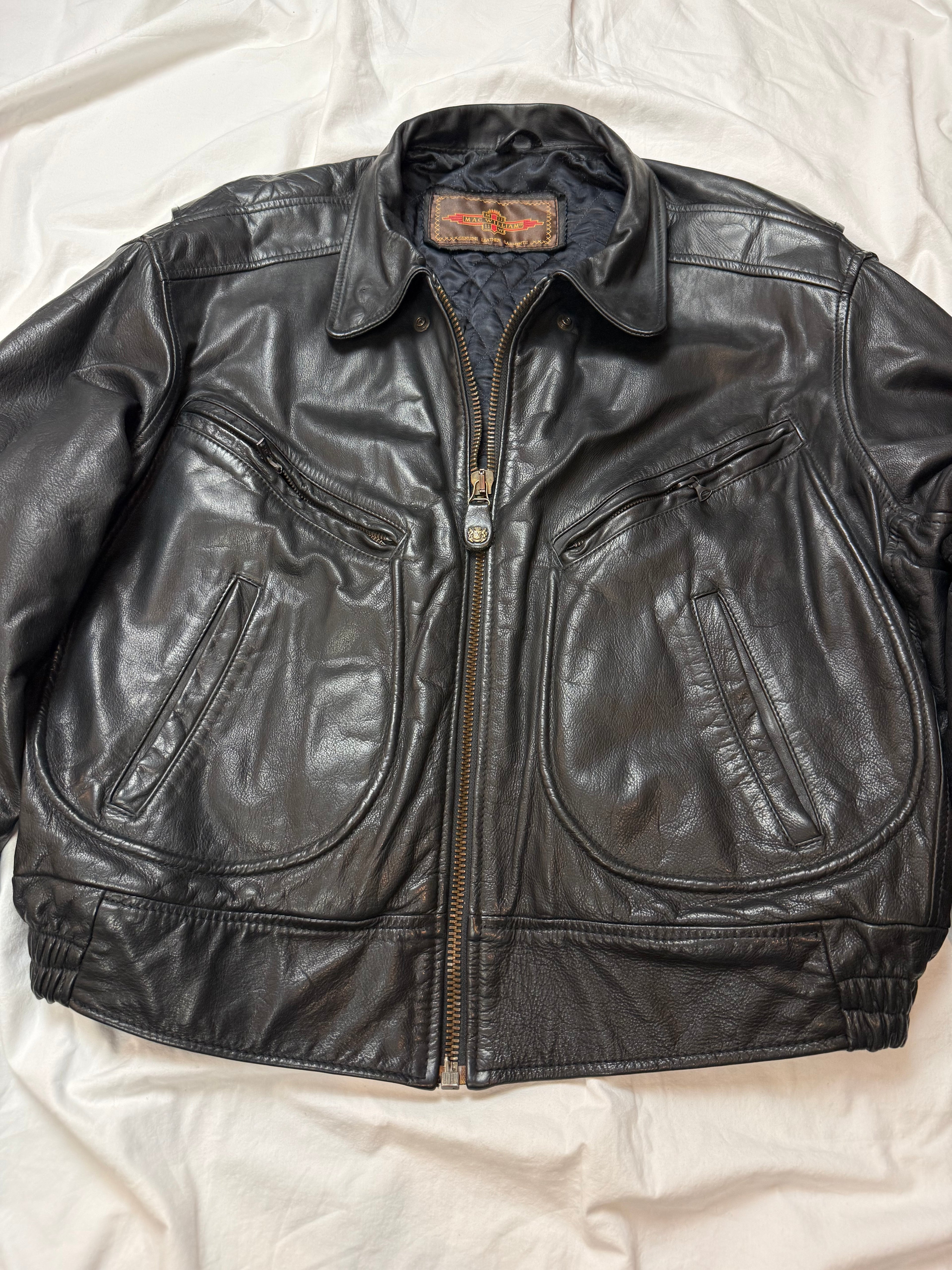 Vintage Leather Jacket Aviator Mac William / cropped fit Leather Jacket / 80's / 90's | L