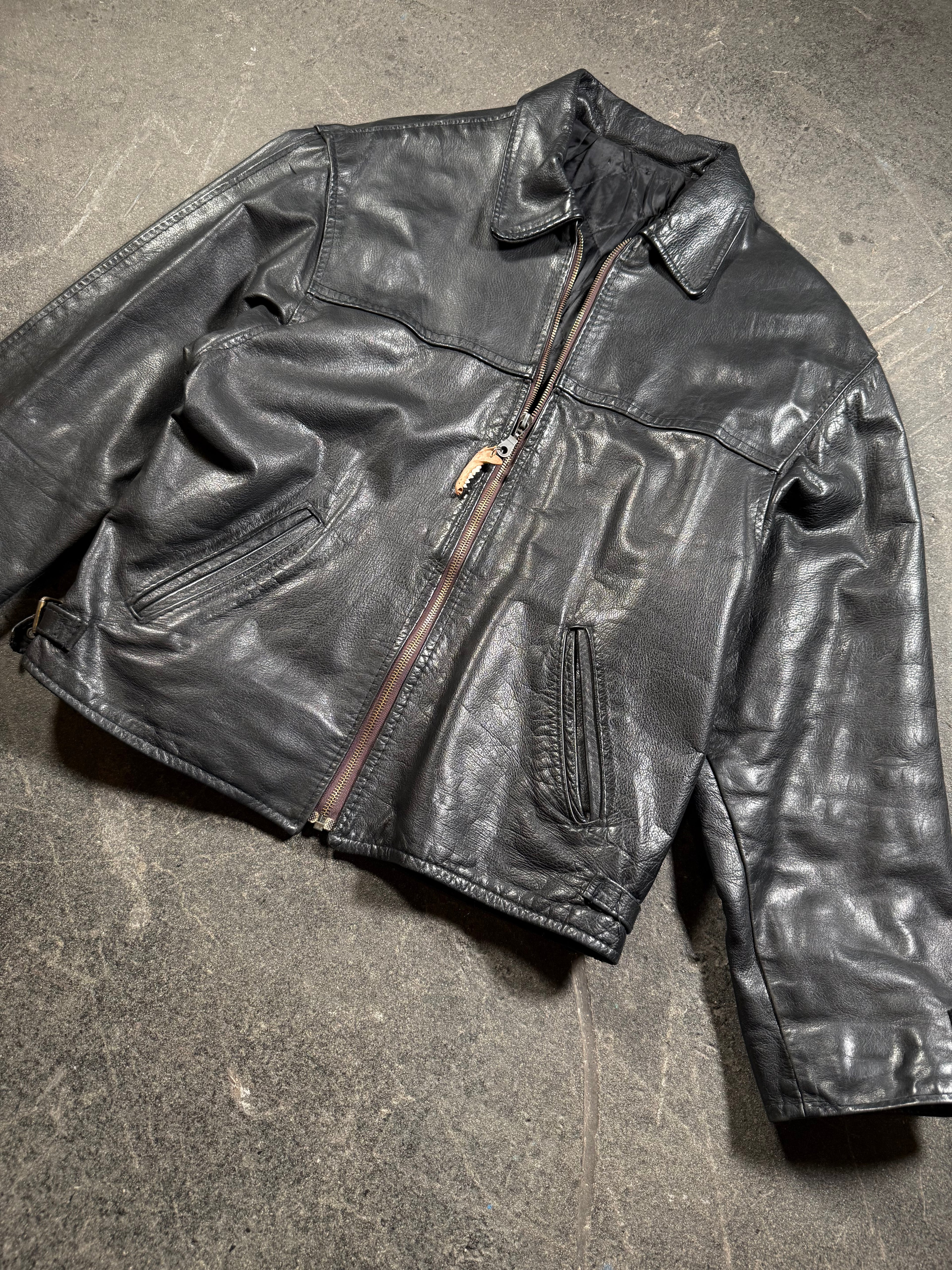 Vintage Aviator Lederjacke | Vintage Leather Jacket Aviator | used look | cropped fit | 80's / 90's | M