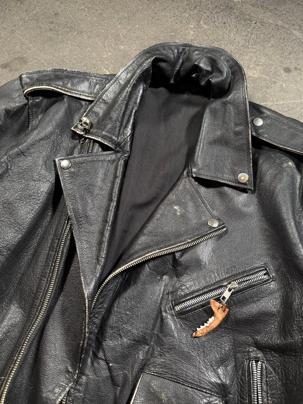 Vintage Biker Lederjacke | Vintage Leather Jacket | used look | cropped fit | 80's / 90's | M