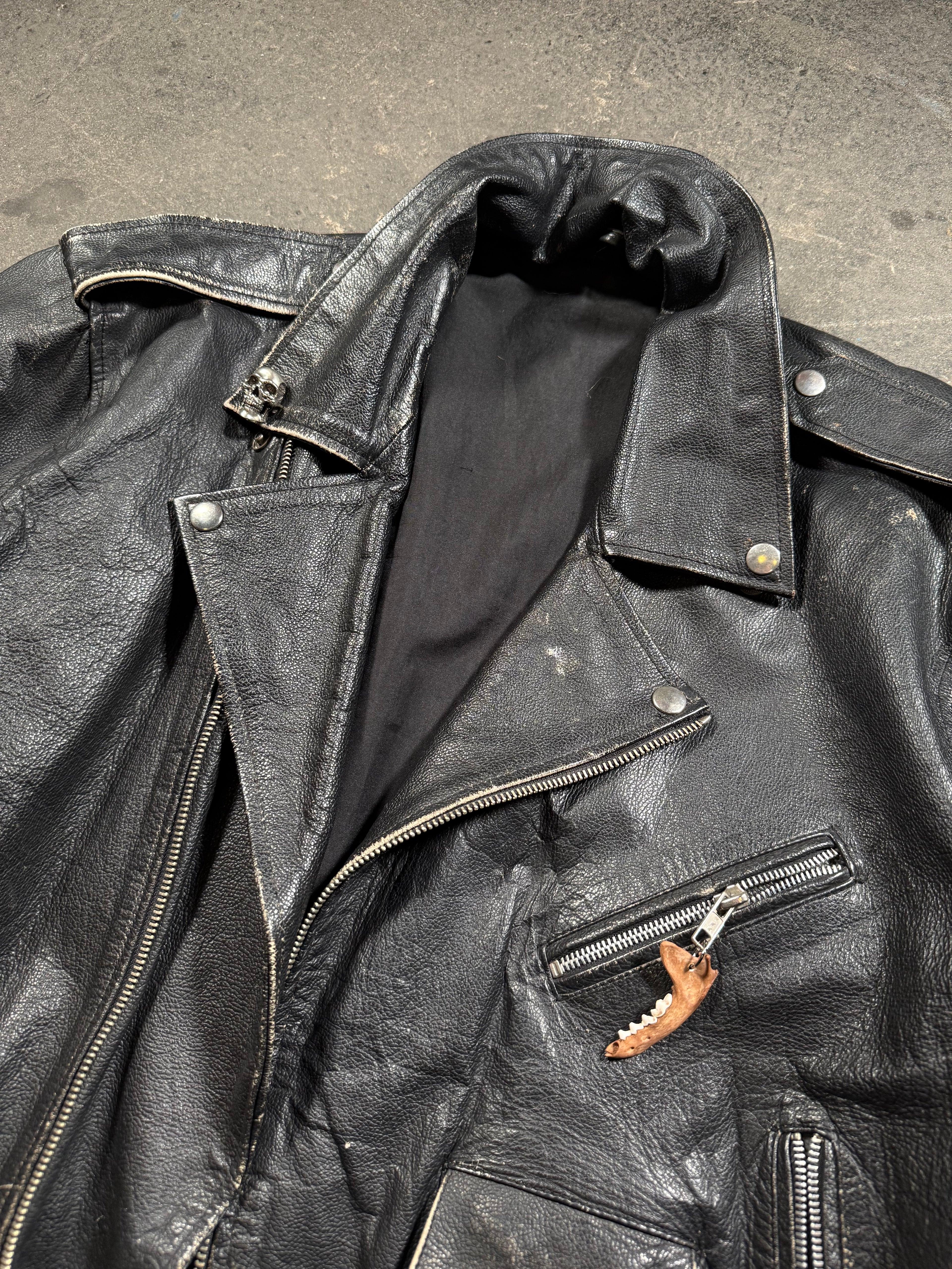 Vintage Biker Lederjacke | Vintage Leather Jacket | used look | cropped fit | 80's / 90's | M