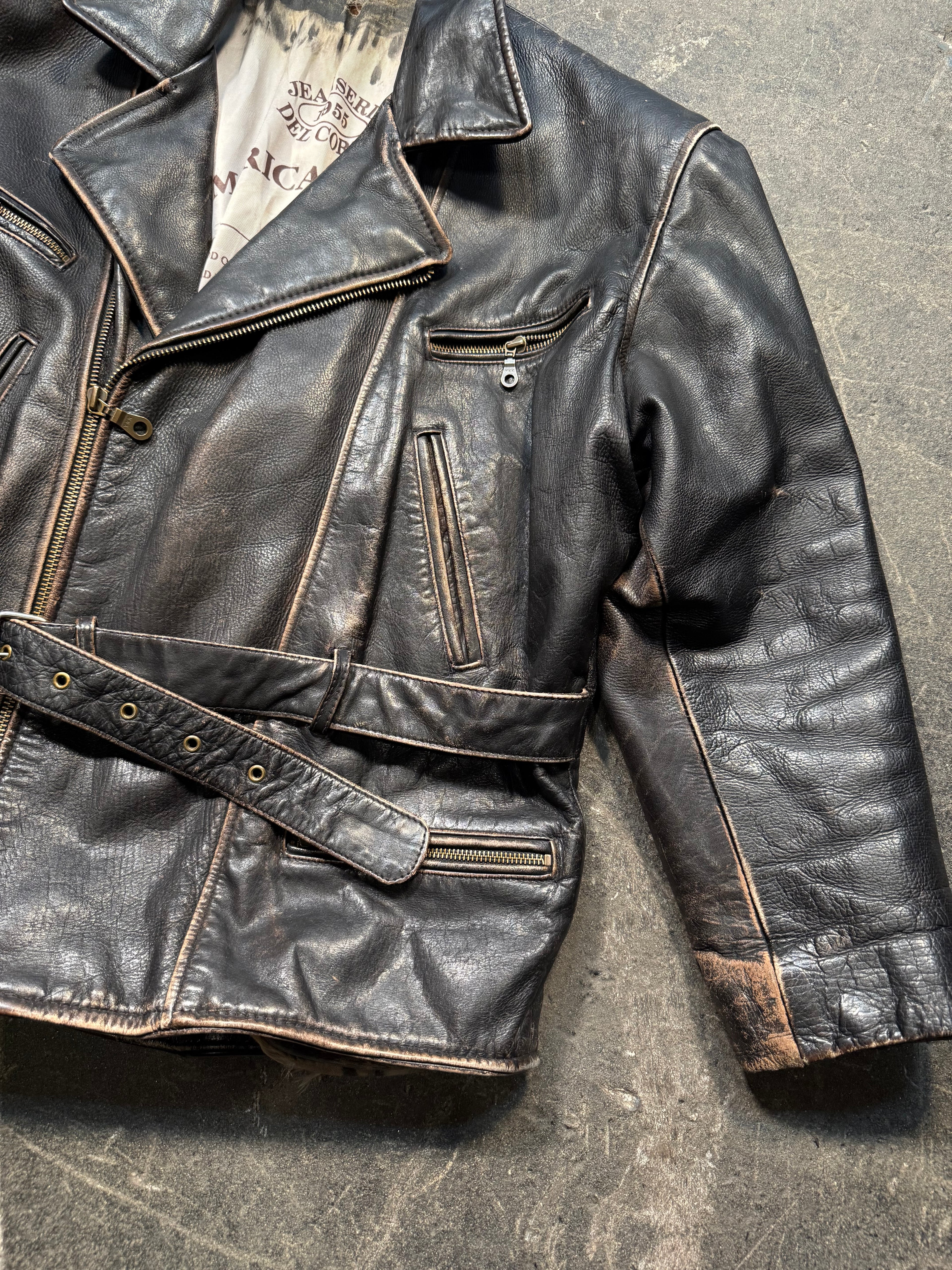 Vintage America used look Lederjacke 80er | Vintage used look Leather Jacket 80's | L