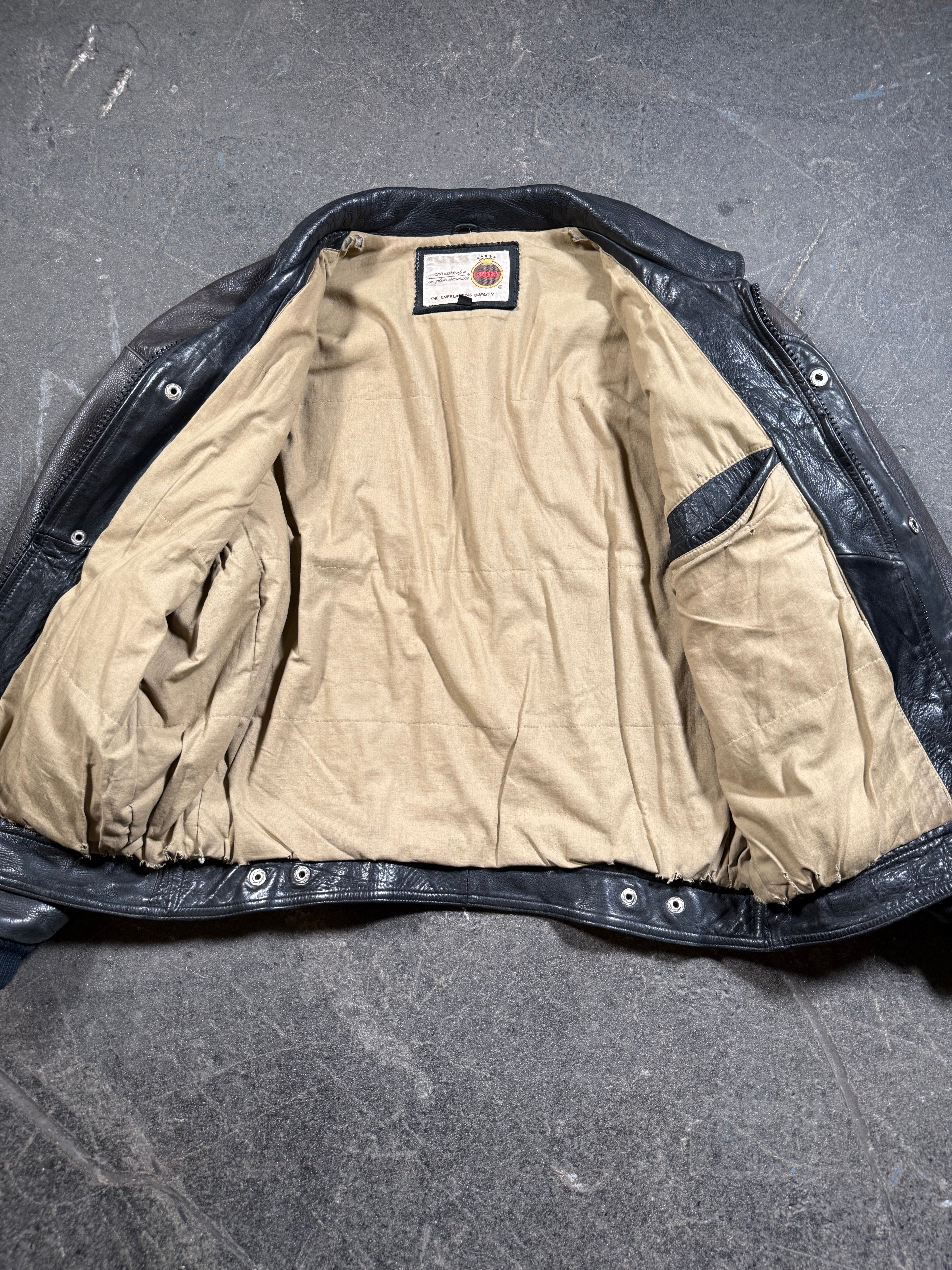 Vintage Lederjacke | Vintage Leather Jacket Aviator | used look | cropped fit | 80's / 90's | L