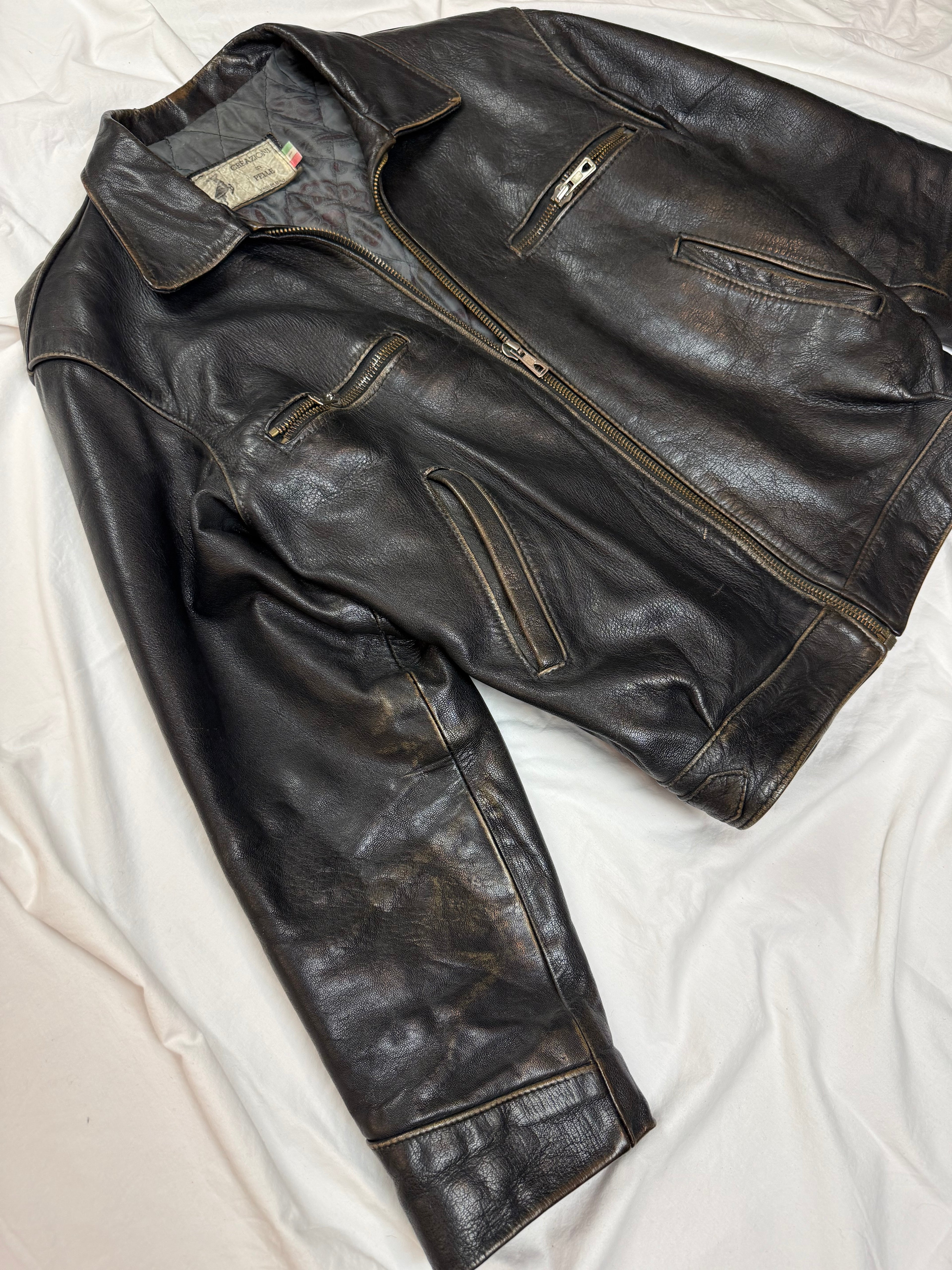 Vintage Leather Jacket Aviator cropped fit / Leather
Jacket / 80's/ 90's | L