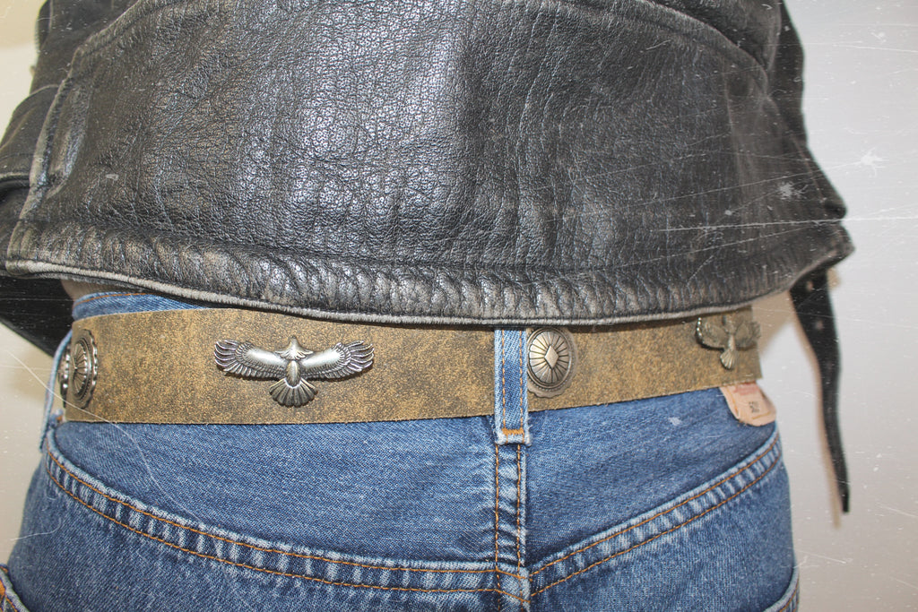 eagle concho leather belt | handmade | vintage look
