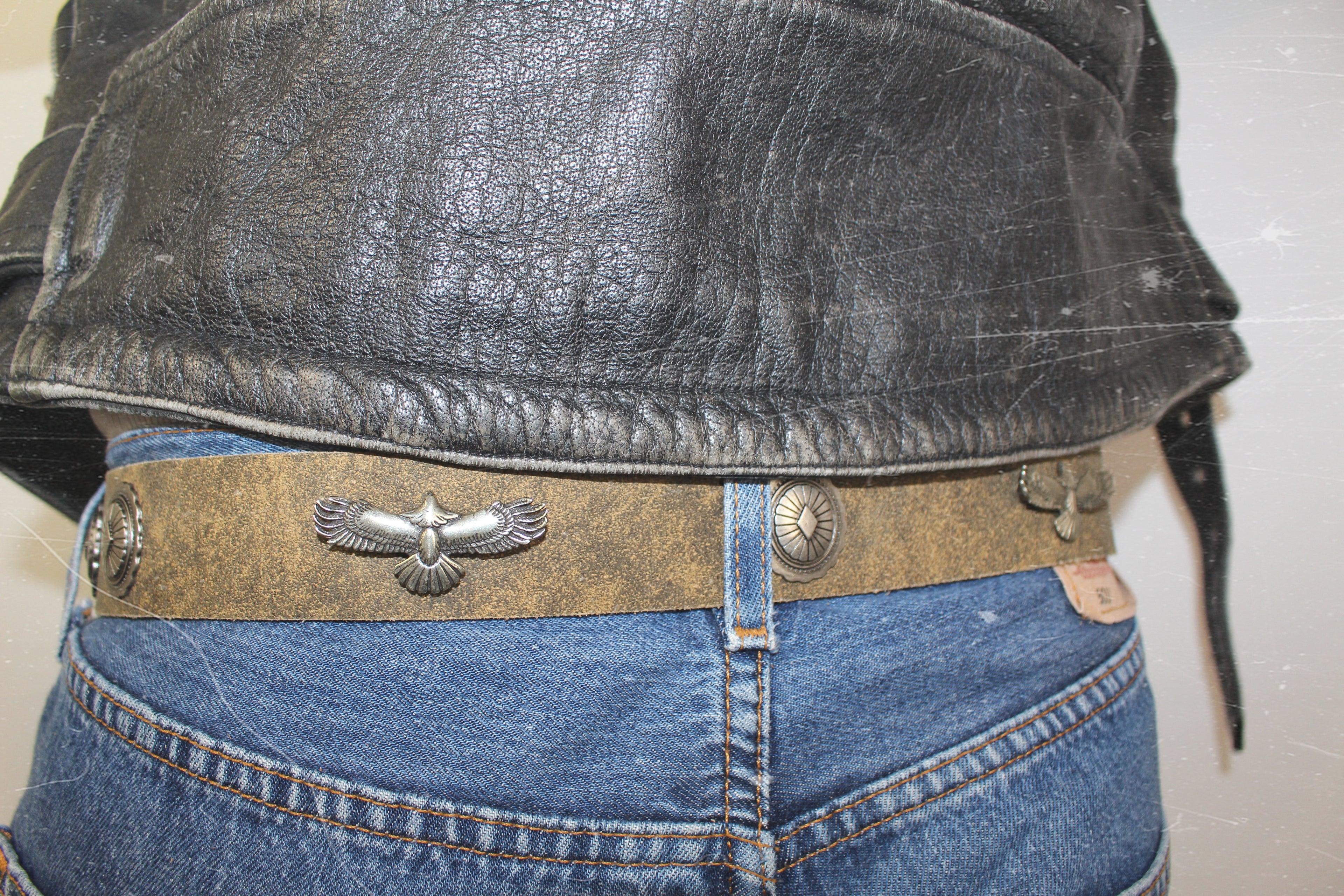 eagle concho leather belt | handmade | vintage look