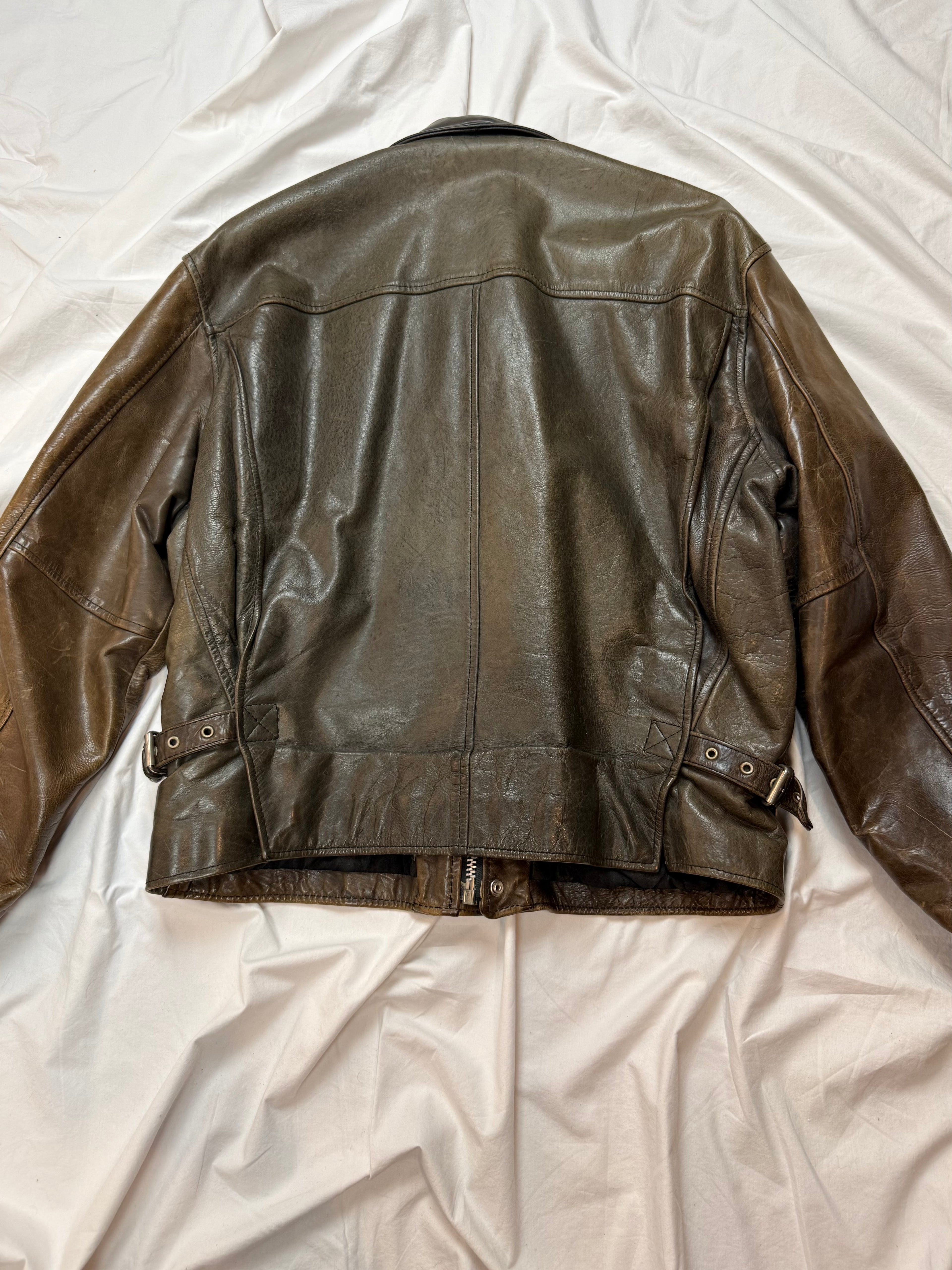 Vintage Leather Jacket Aviator / Vera Pelle / used look / cropped fit / 80's / 90's | L