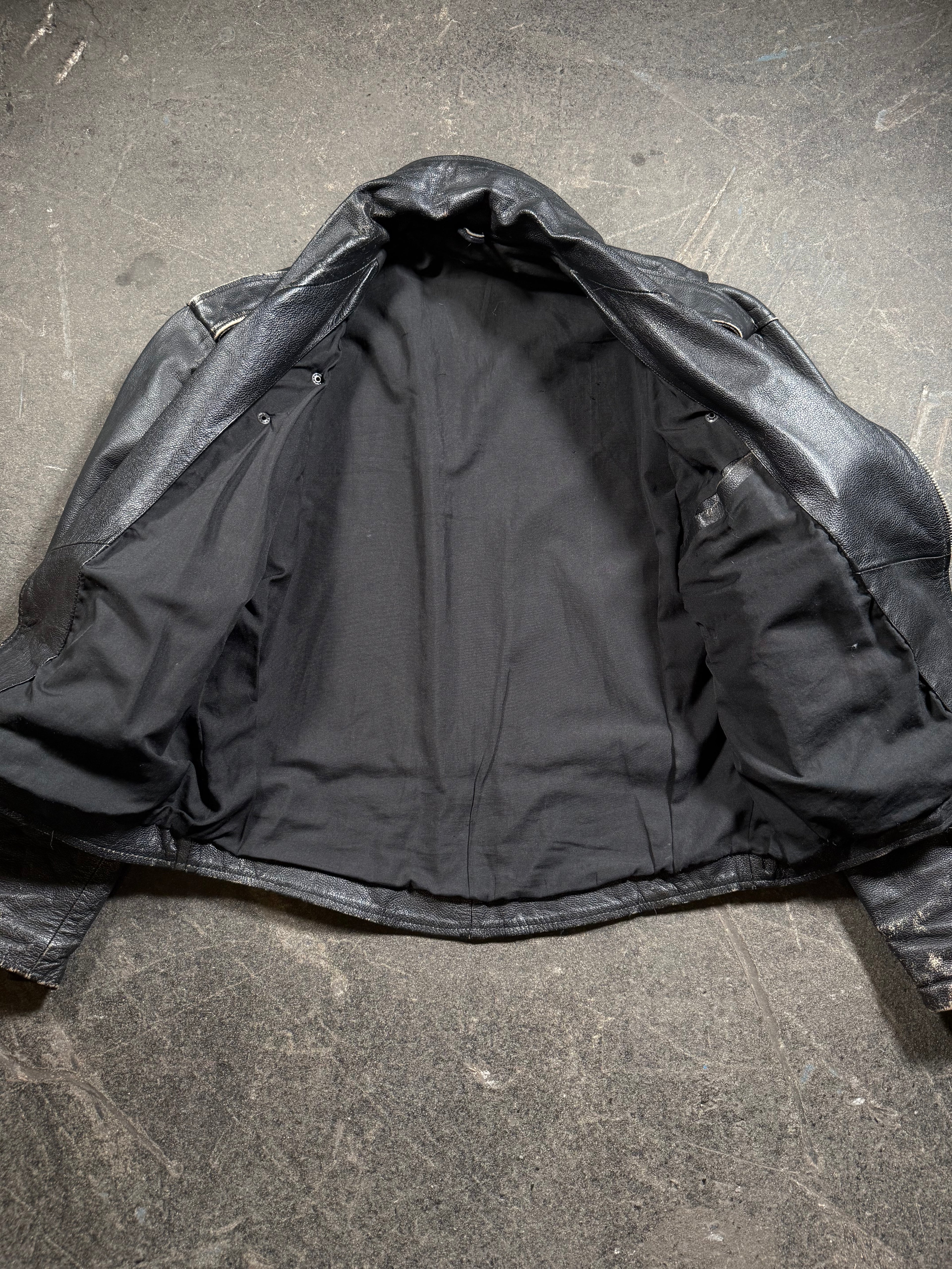 Vintage Biker Lederjacke | Vintage Leather Jacket | used look | cropped fit | 80's / 90's | M