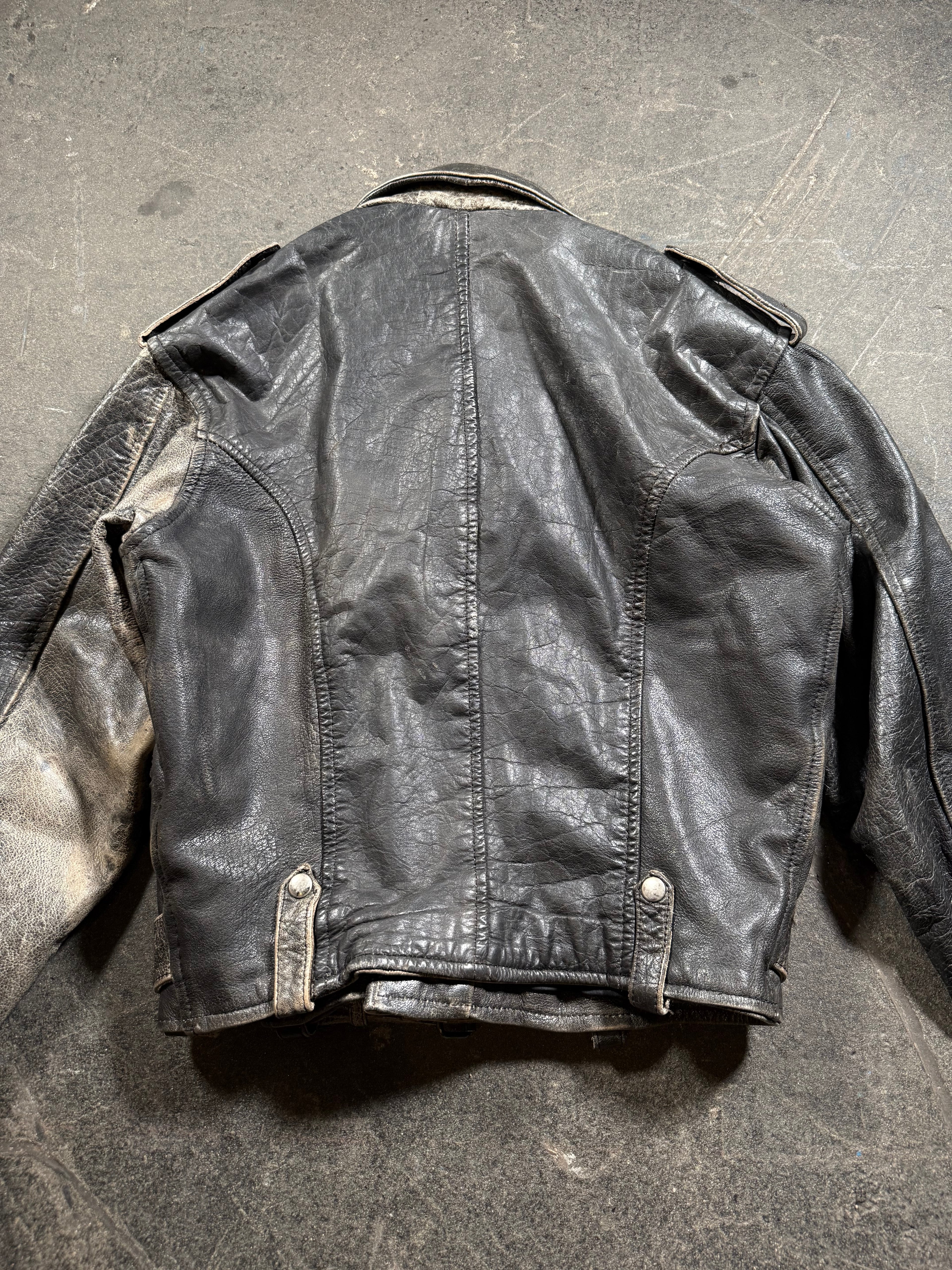 Vintage Biker Lederjacke | Vintage Leather Jacket Aviator | used look | cropped fit | 80's / 90's | M