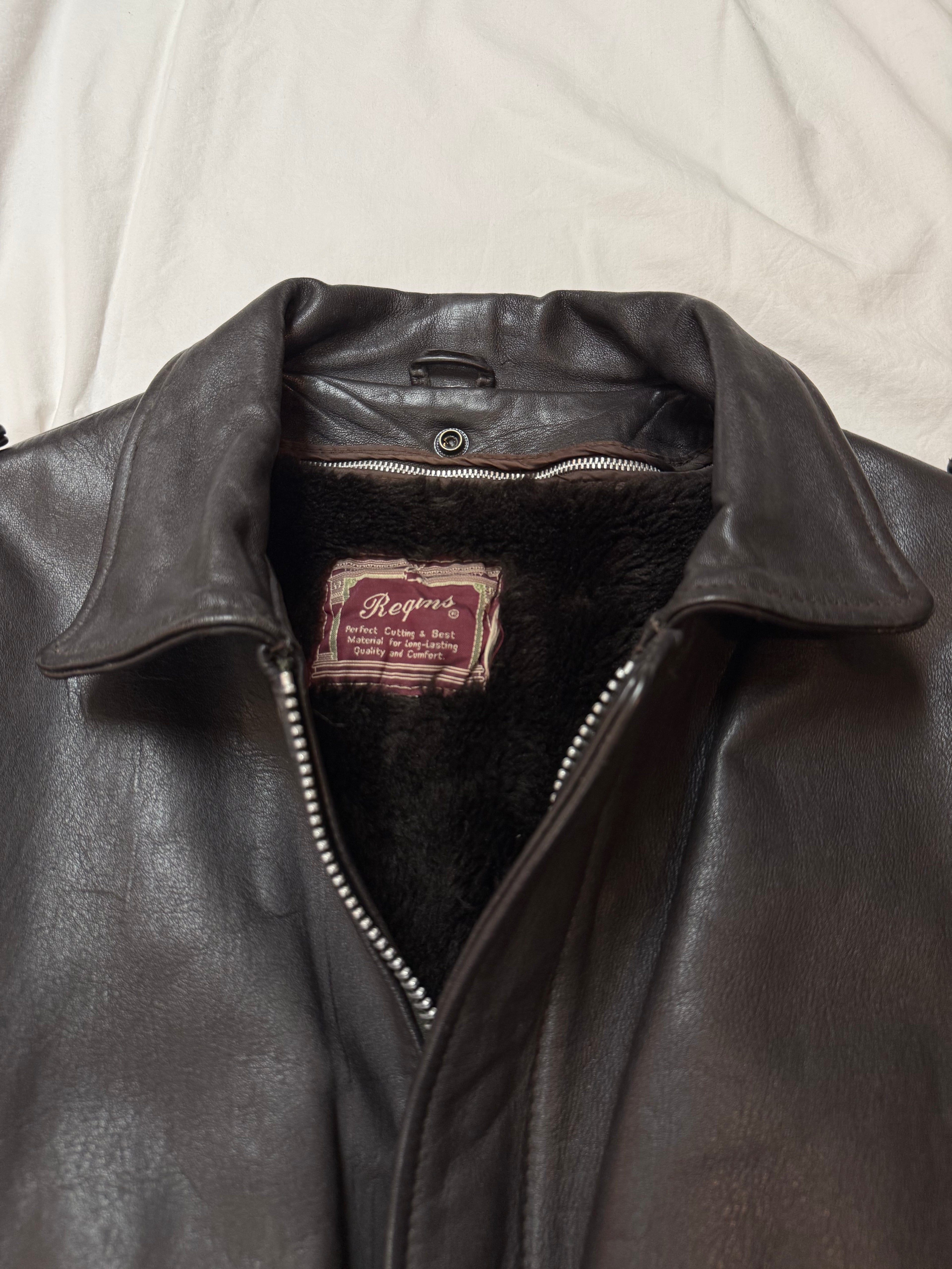 Vintage Lederjacke Aviator mit Innenfell / 80's / 90's | L