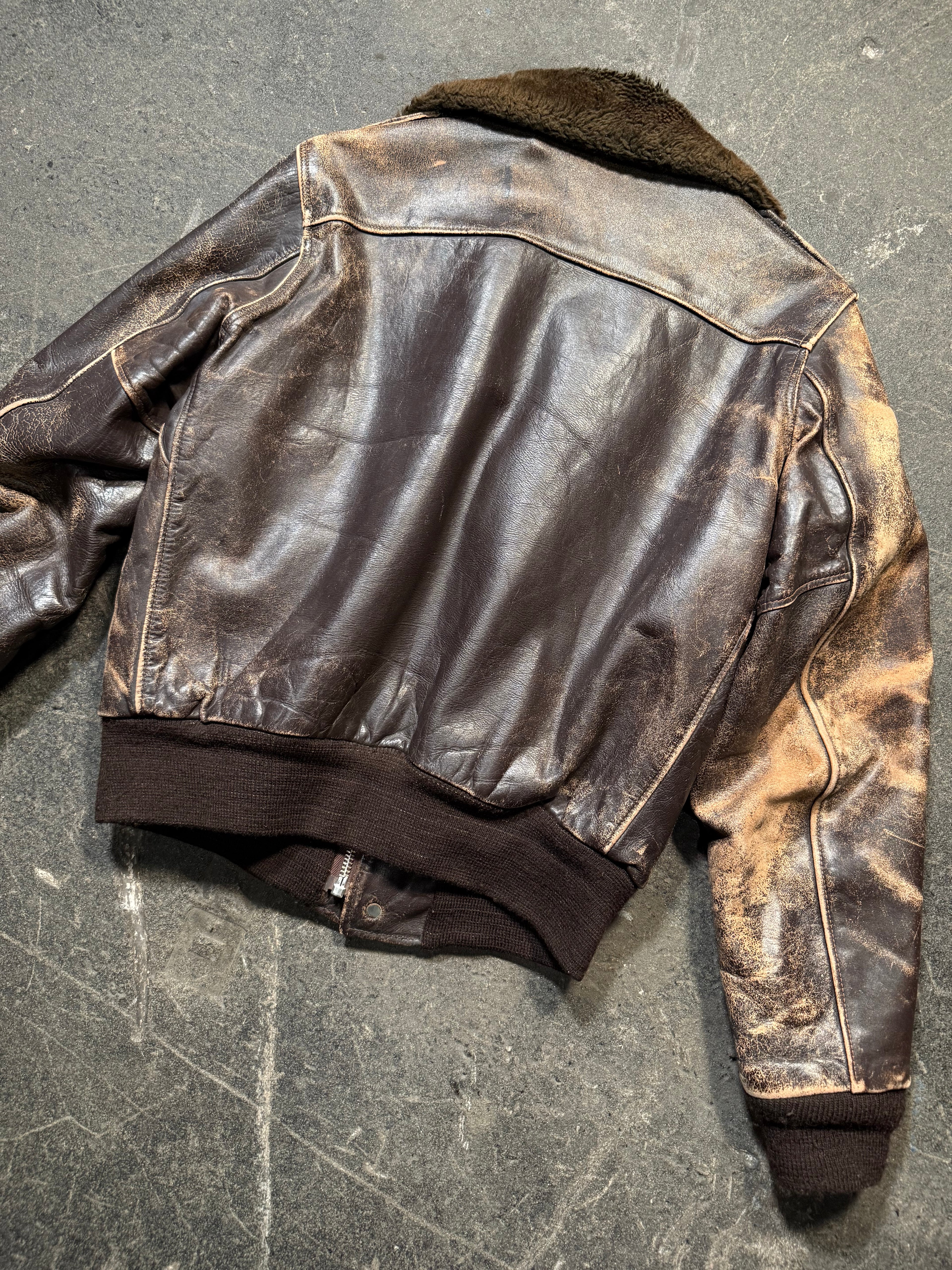 Vintage used look Lederjacke 80er | Vintage used look Leather Jacket 80's | M