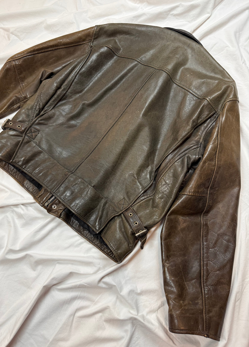 Vintage Leather Jacket Aviator / Vera Pelle / used look / cropped fit / 80's / 90's | L