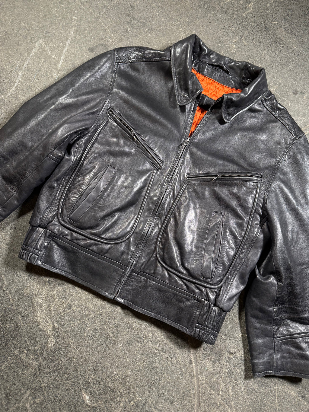 Vintage Lederjacke | Vintage Leather Jacket Aviator | cropped fit | 80's / 90's | M