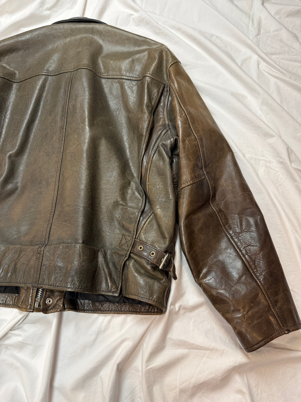 Vintage Leather Jacket Aviator / Vera Pelle / used look / cropped fit / 80's / 90's | L