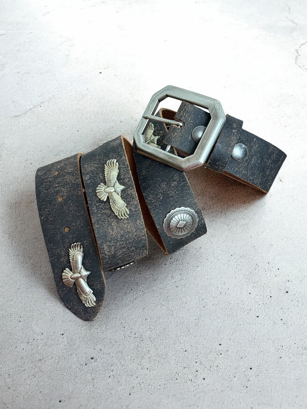 eagle concho leather belt | handmade | vintage look