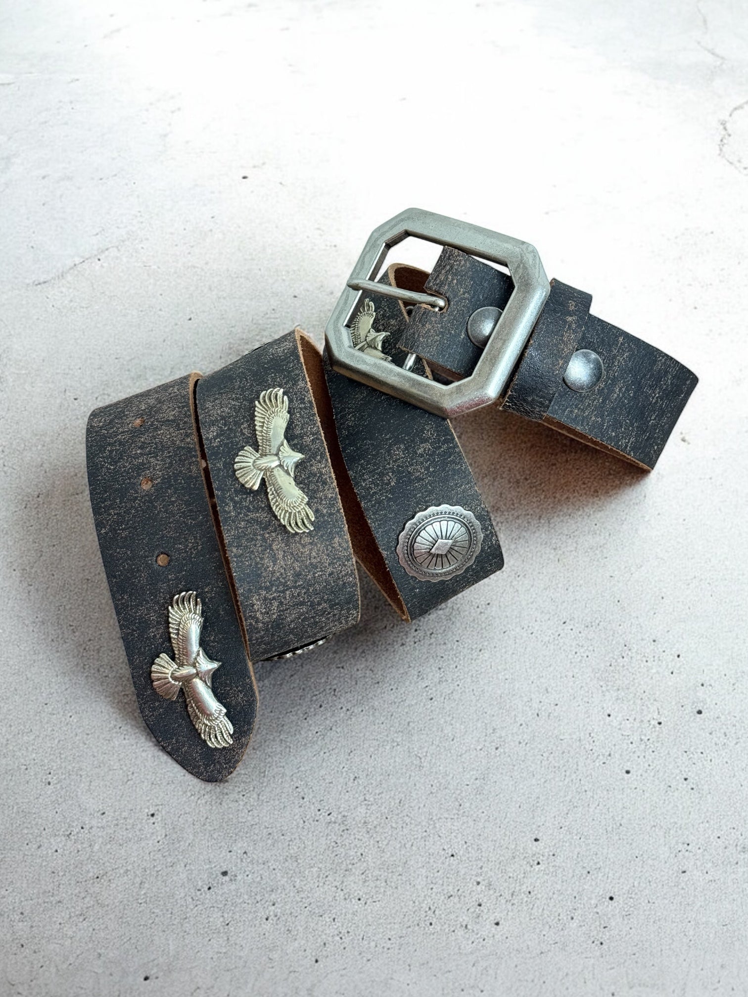 eagle concho leather belt | handmade | vintage look