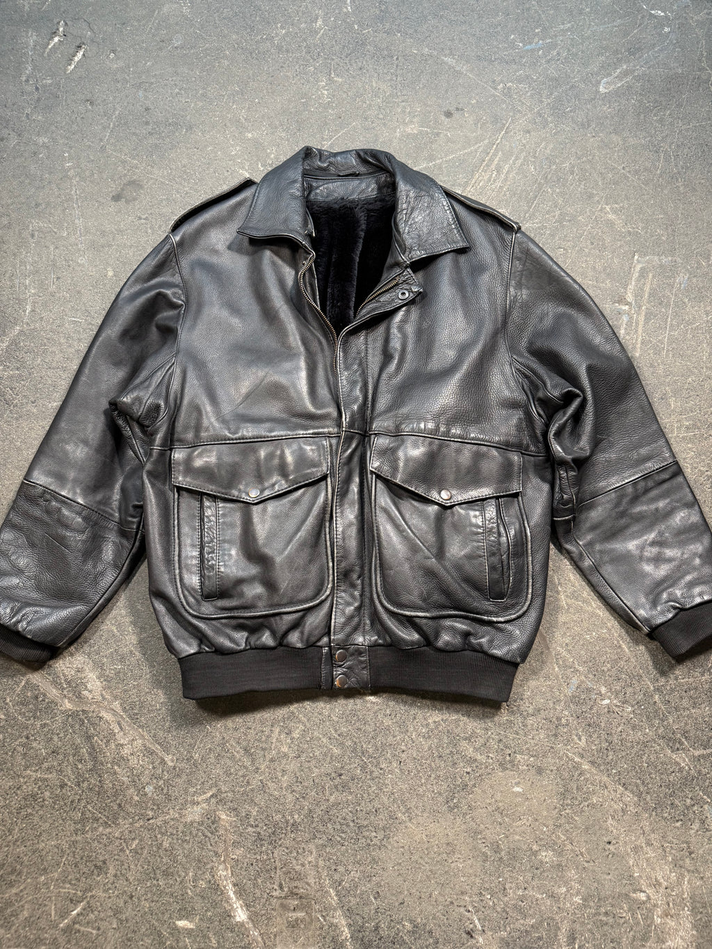 Vintage Piloten Lederjacke 80er | Vintage Leather Jacket Aviator 80's | L