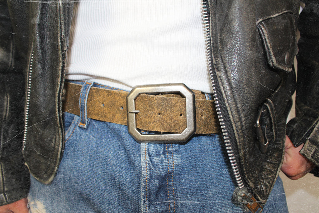 skull leather belt | handmade | vintage look