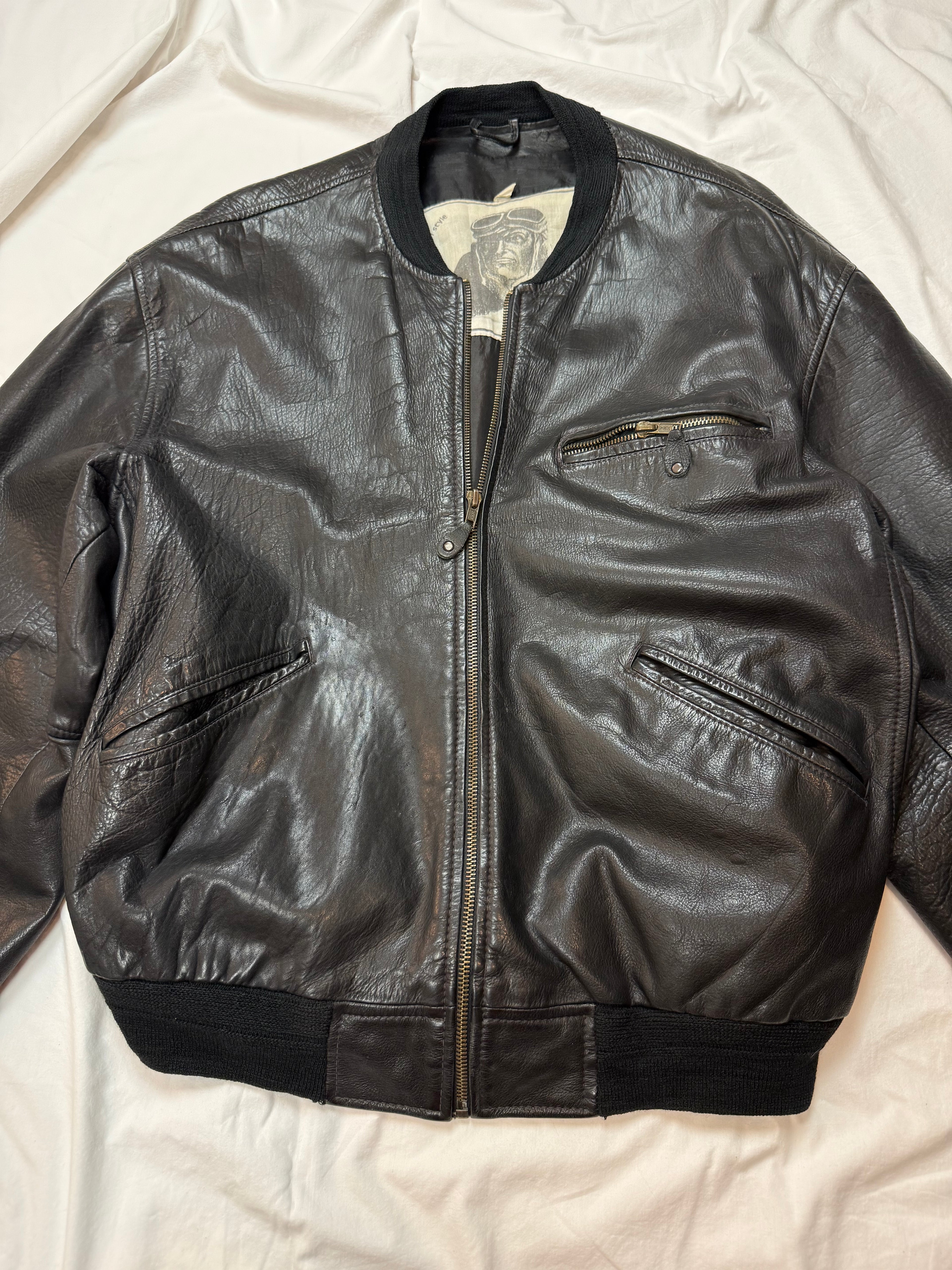 Vintage Leather Jacket Aviator / Bomberjacke cropped fit / 80's / 90's | M