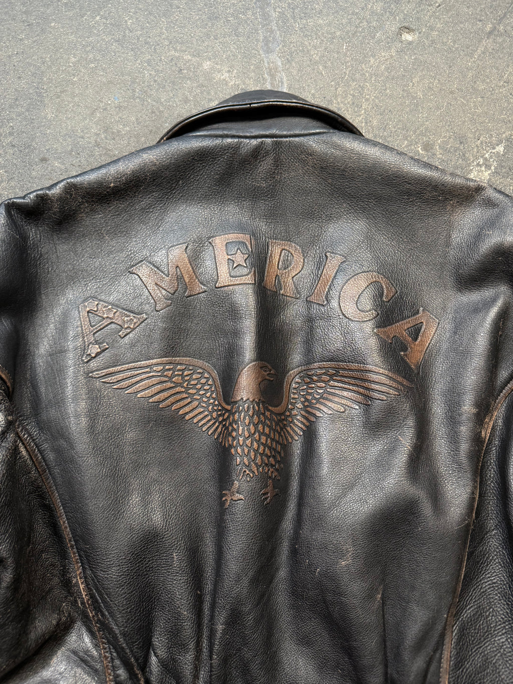 Vintage America used look Lederjacke 80er | Vintage used look Leather Jacket 80's | L