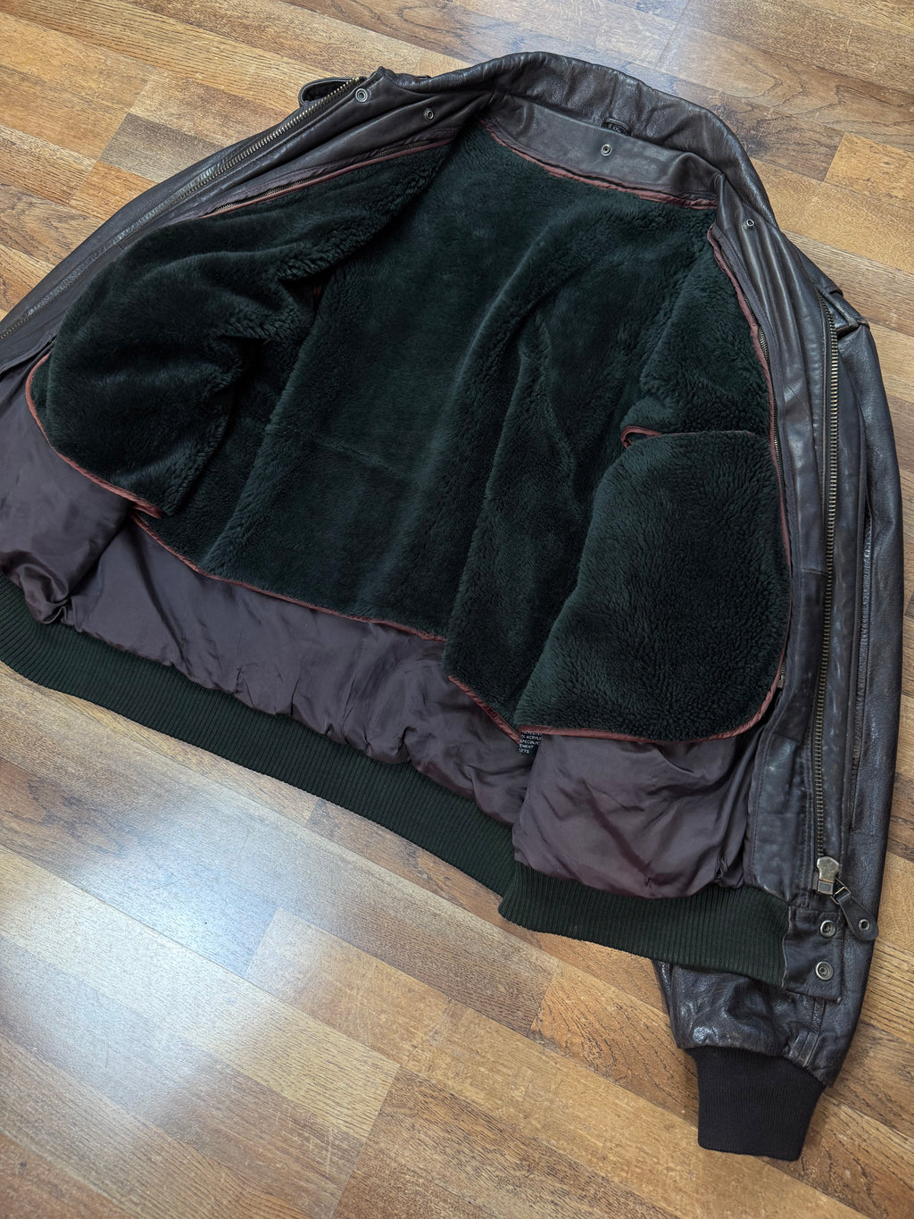 Vintage Lederjacke Aviator mit Innenfell / 80's / 90's | XL