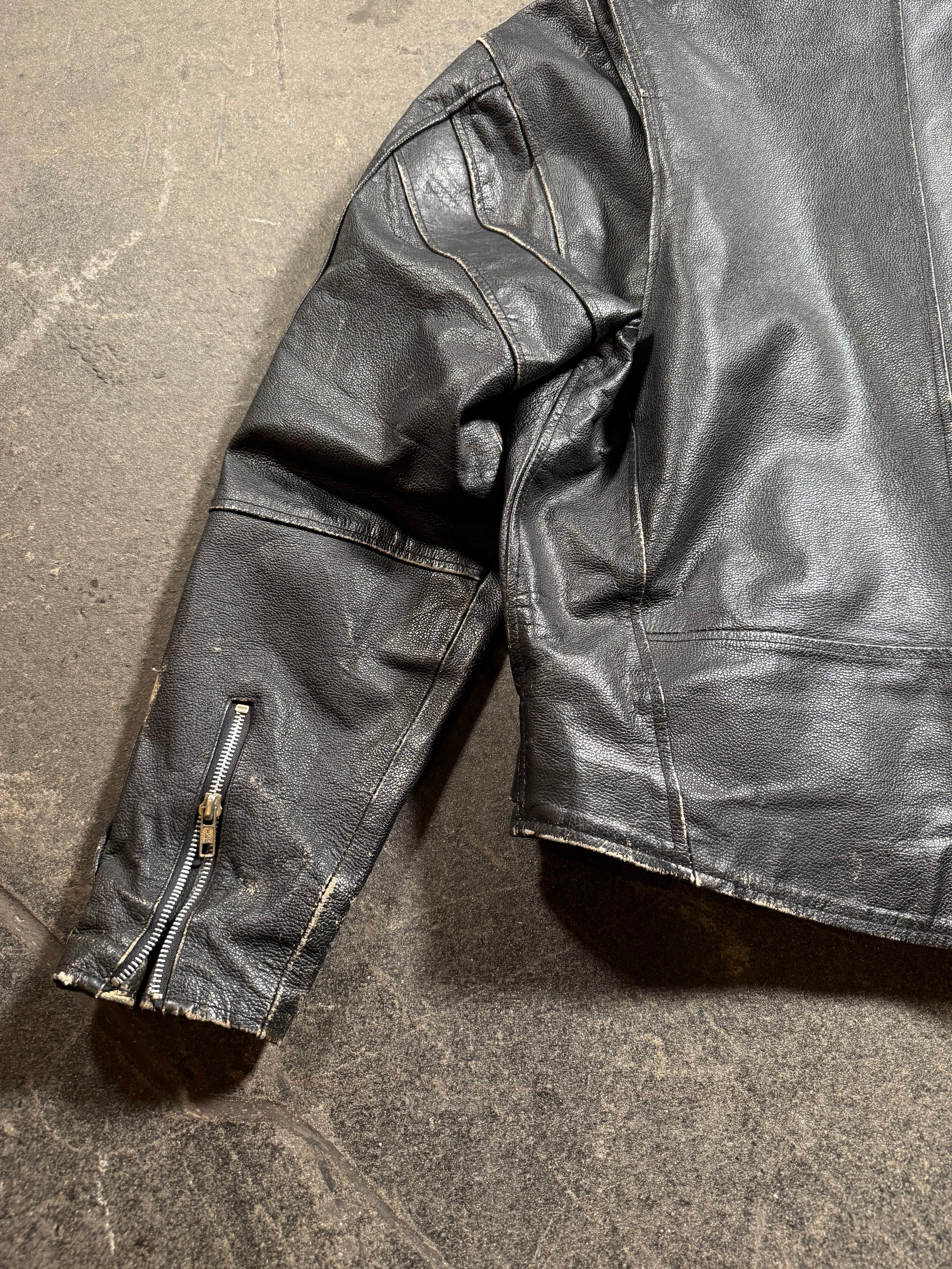 Vintage Biker Lederjacke | Vintage Leather Jacket | used look | cropped fit | 80's / 90's | M