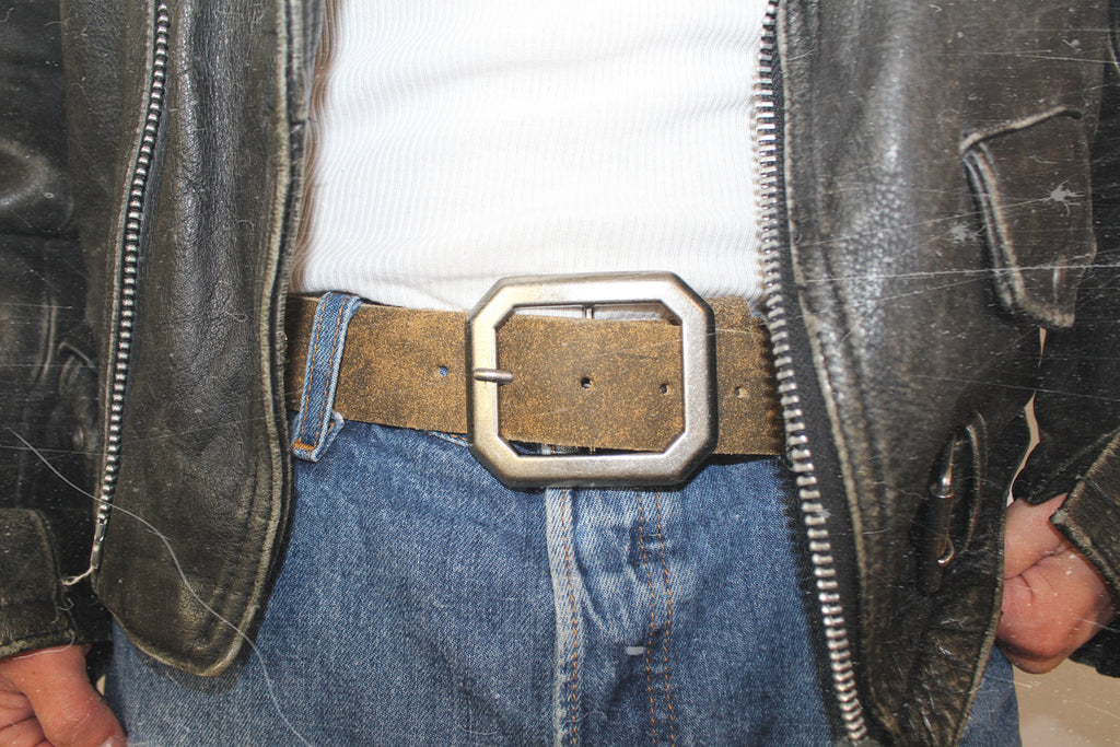 iron cross & skull leather belt | handmade | vintage look