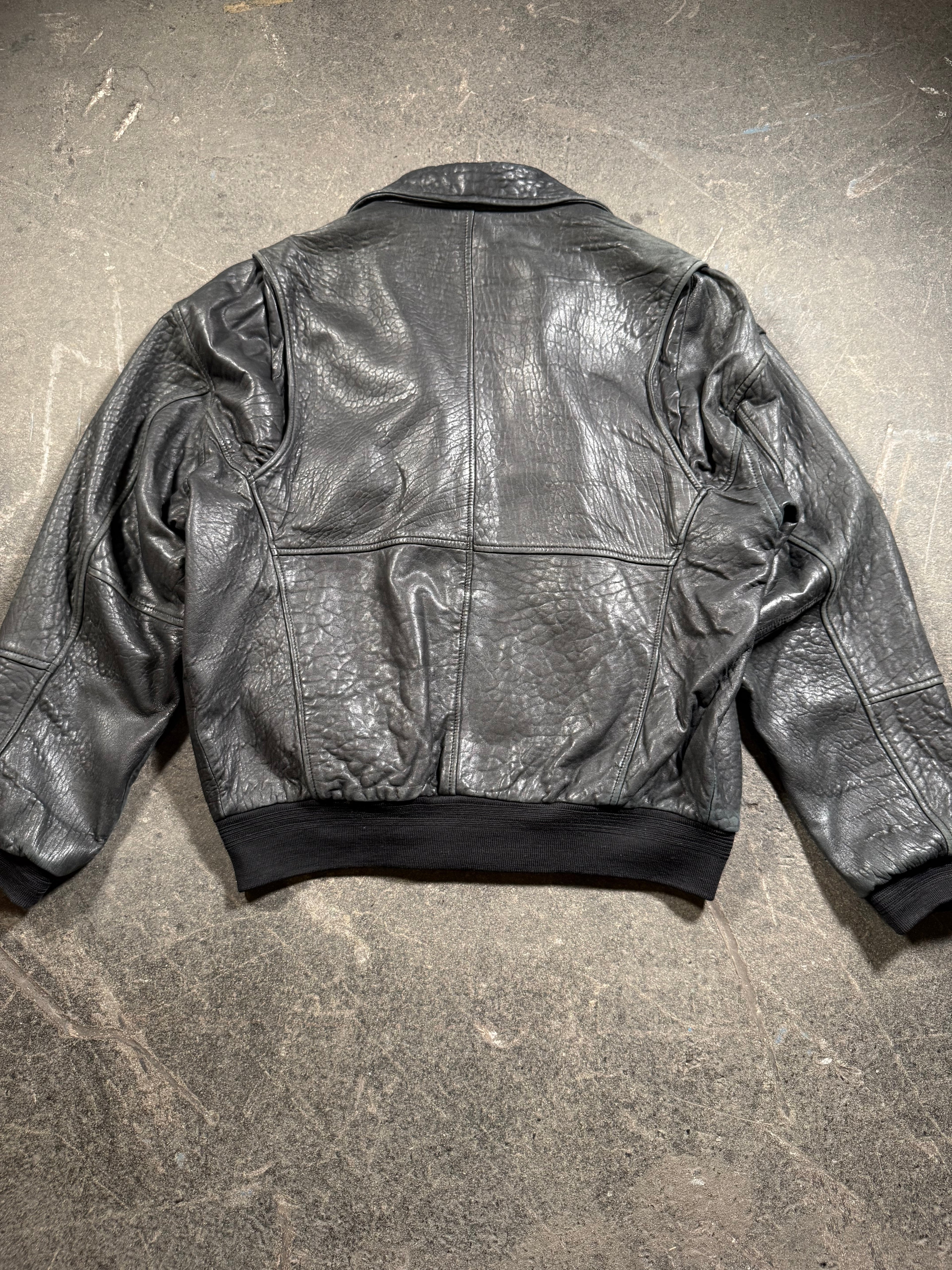 Veste en cuir vintage | Veste en cuir vintage aviateur | aspect usé | coupe courte | années 80/90 | L