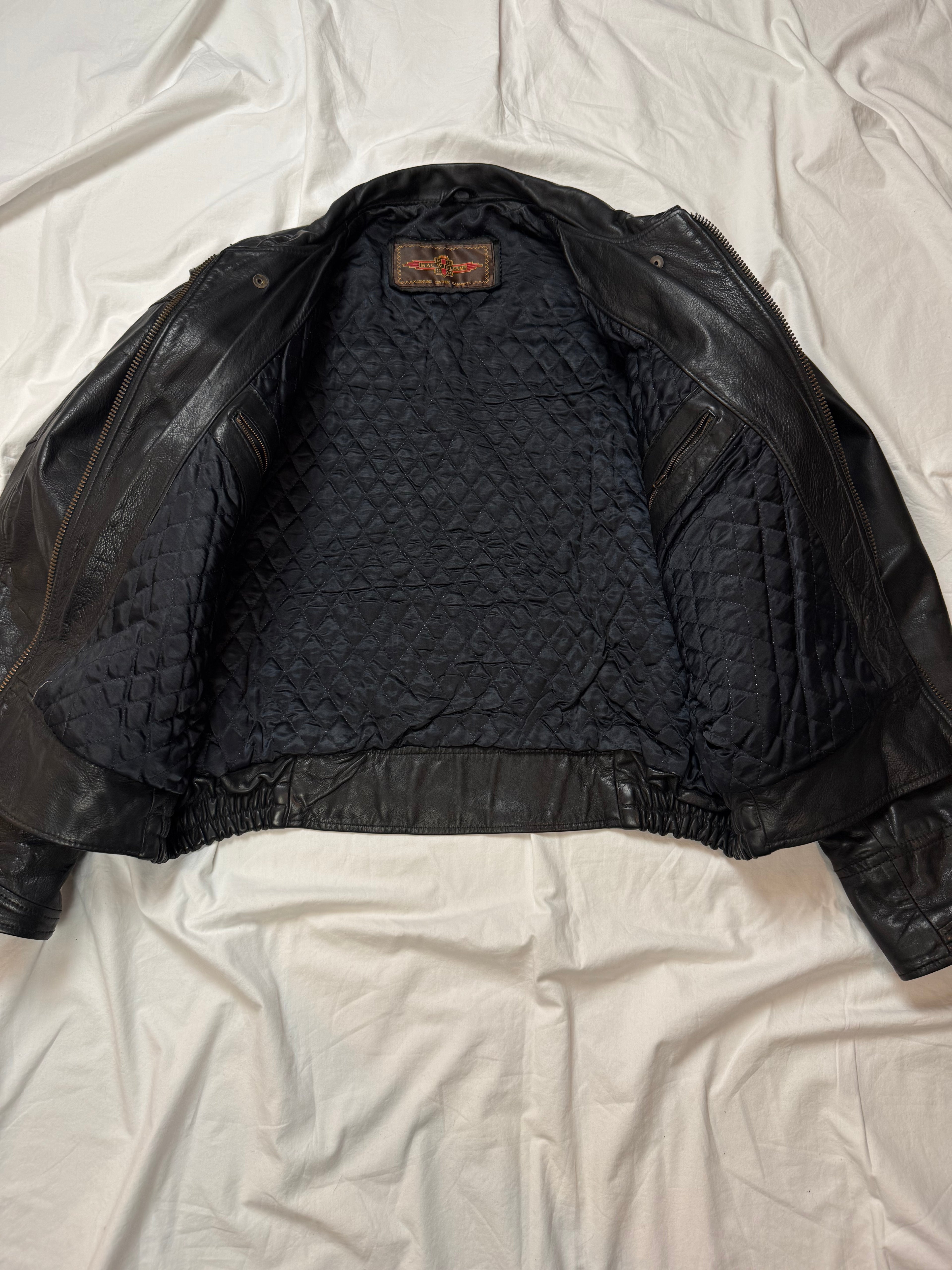 Vintage Leather Jacket Aviator Mac William / cropped fit Leather Jacket / 80's / 90's | L