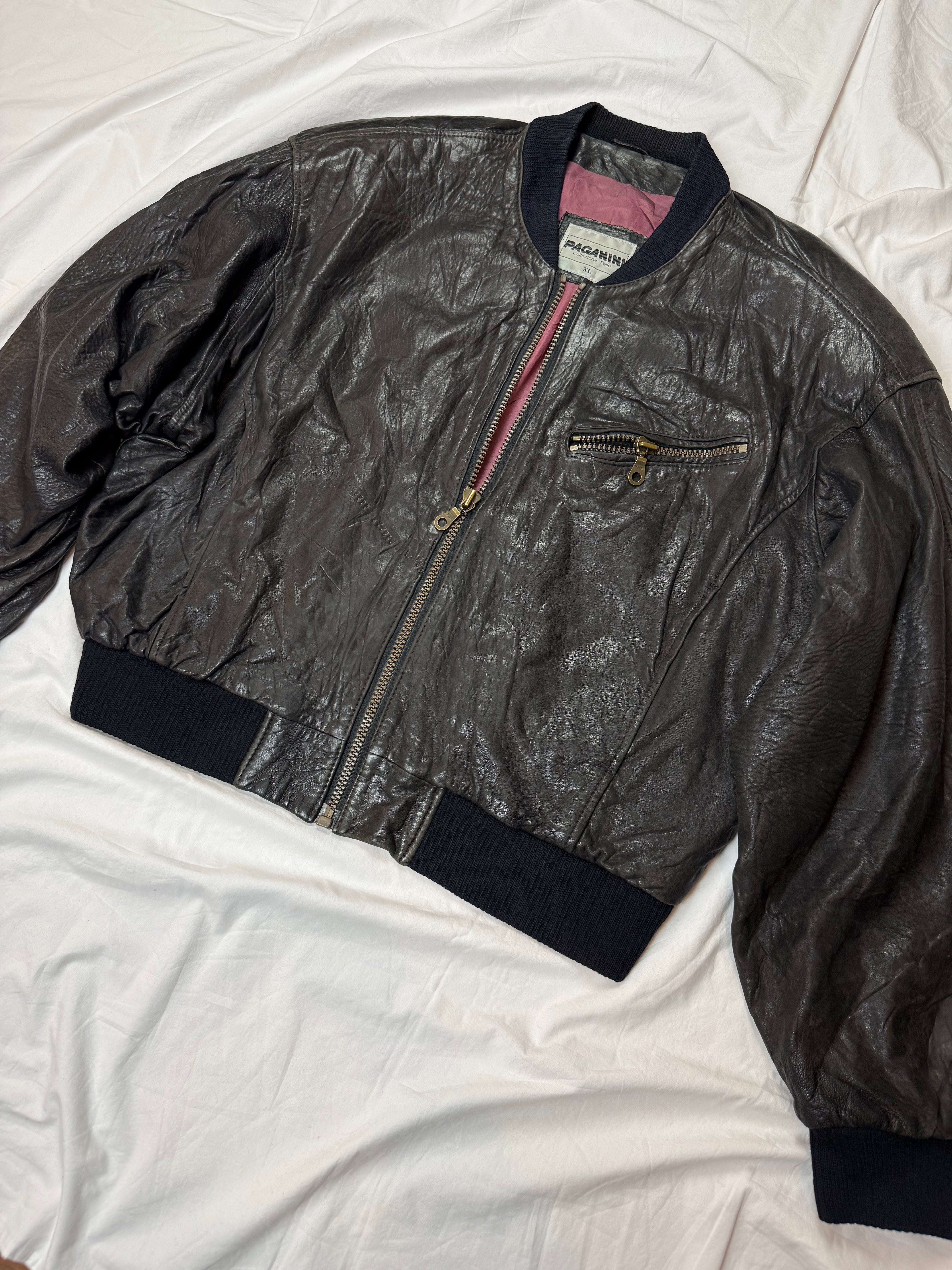 Vintage Leather Jacket Aviator / cropped fit
Bomberjacke / Leather Jacket / 80's / 90's | XL