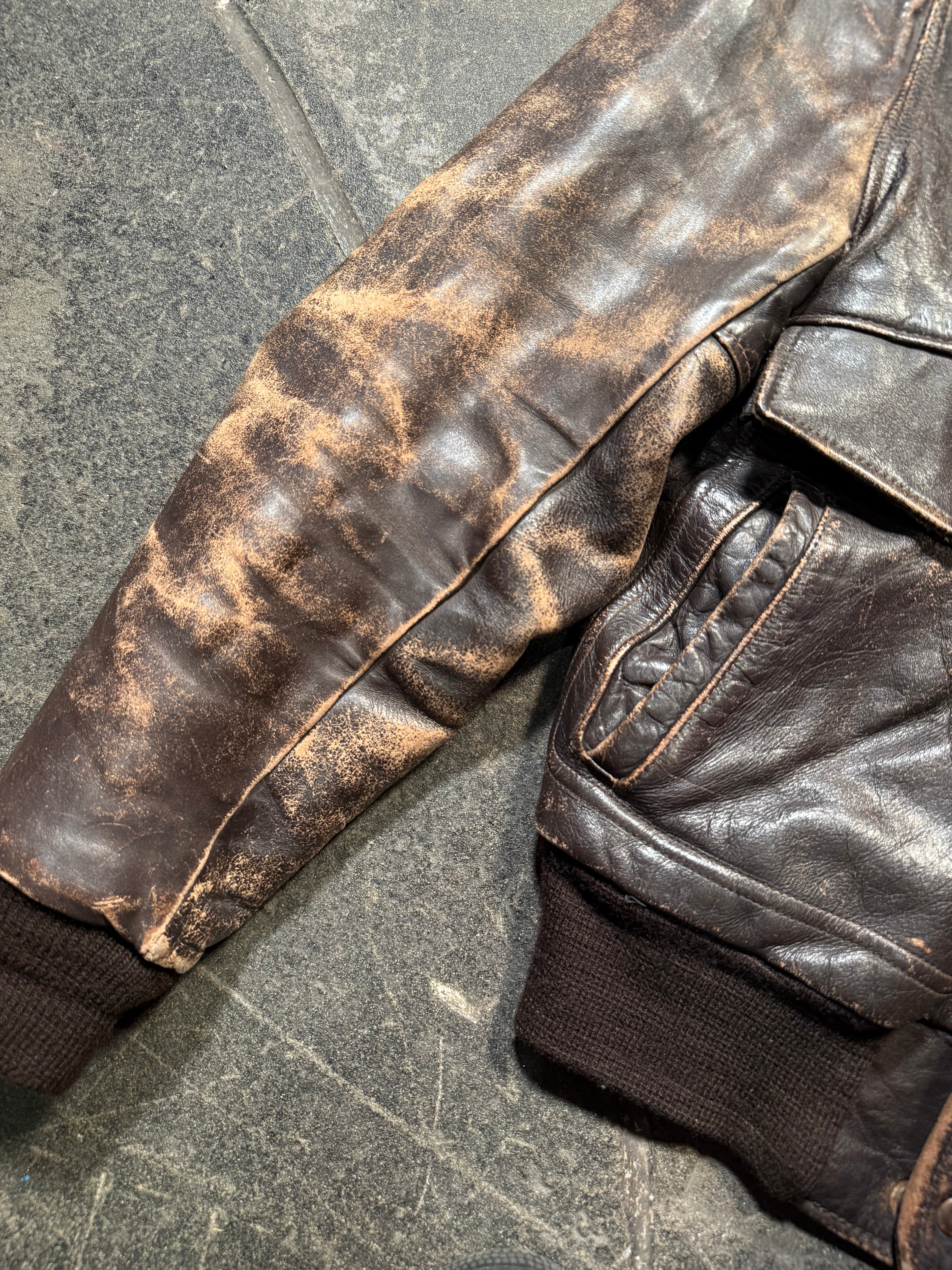 Vintage used look Lederjacke 80er | Vintage used look Leather Jacket 80's | M