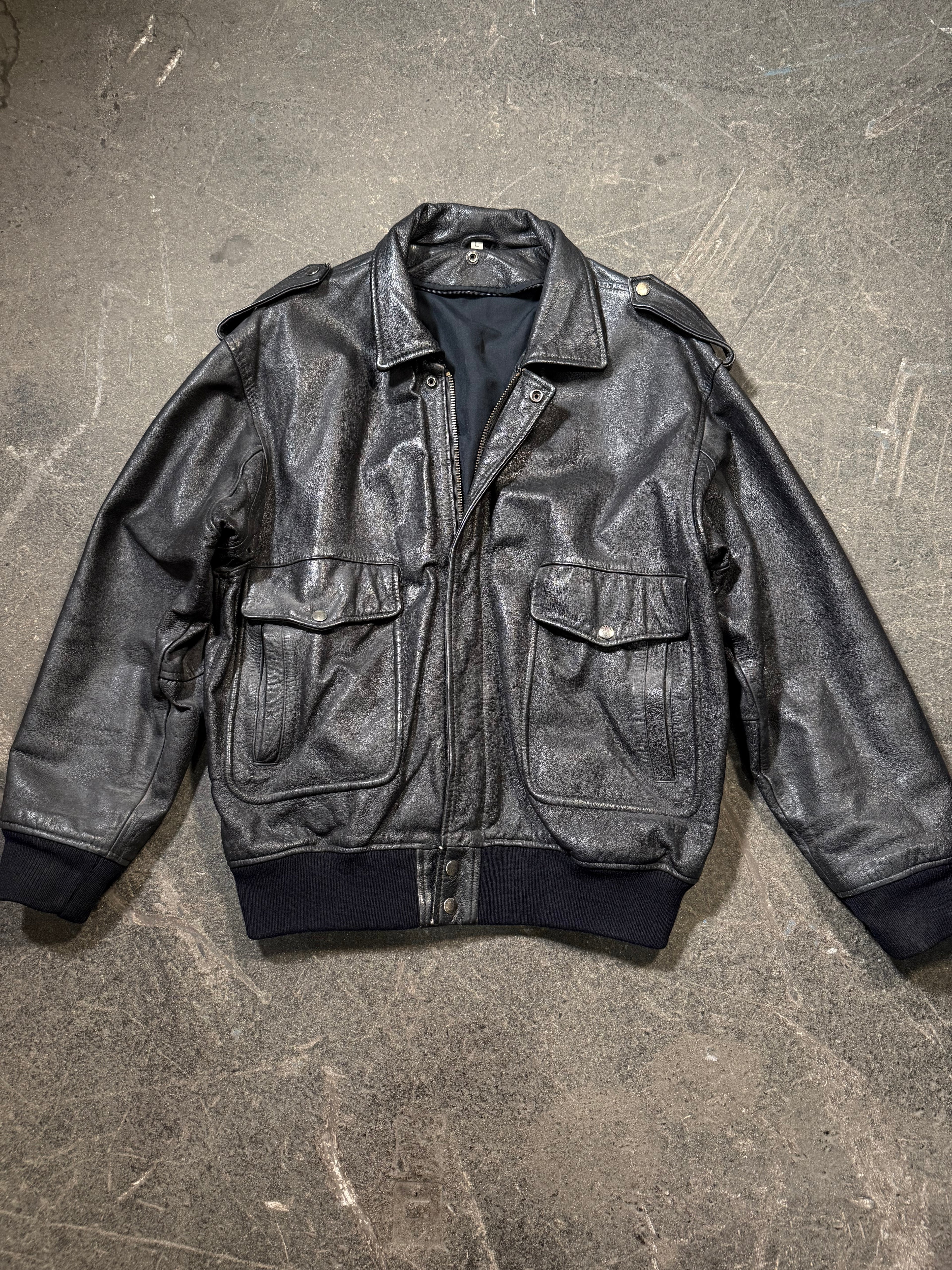 Vintage Piloten Lederjacke 80er | Vintage Flight Leather Jacket 80's | L
