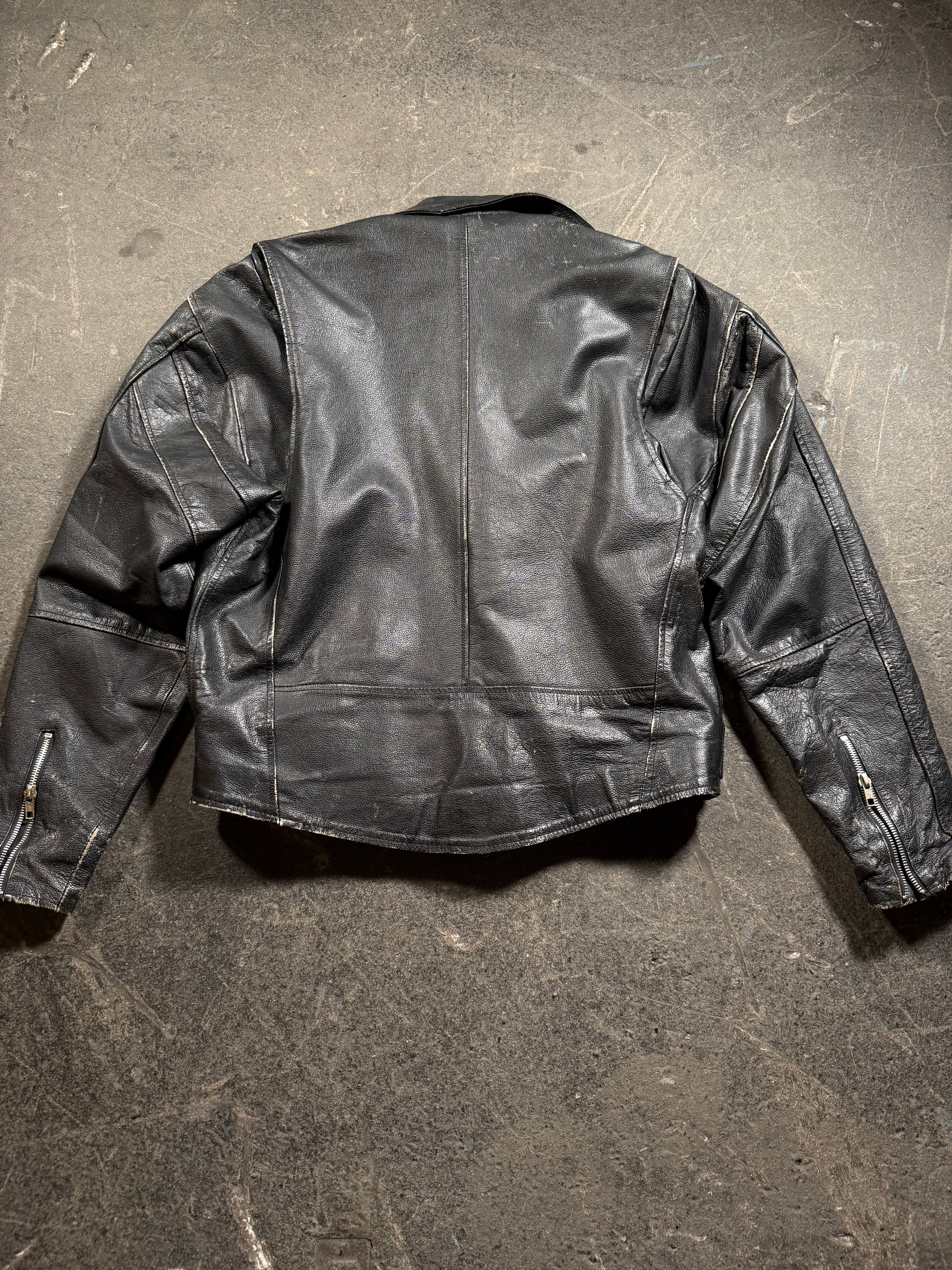 Vintage Biker Lederjacke | Vintage Leather Jacket | used look | cropped fit | 80's / 90's | M