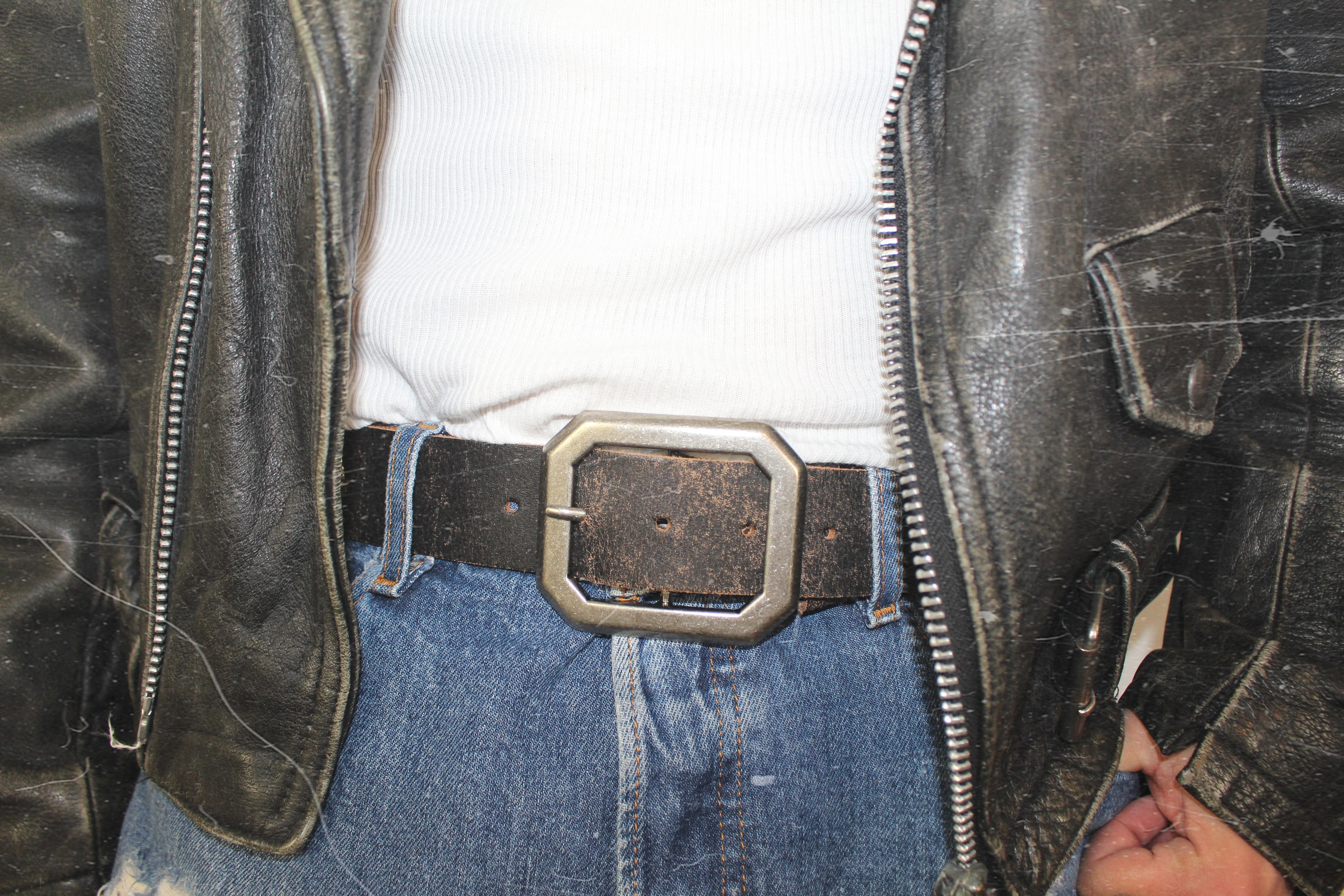 iron cross & skull leather belt | handmade | vintage look