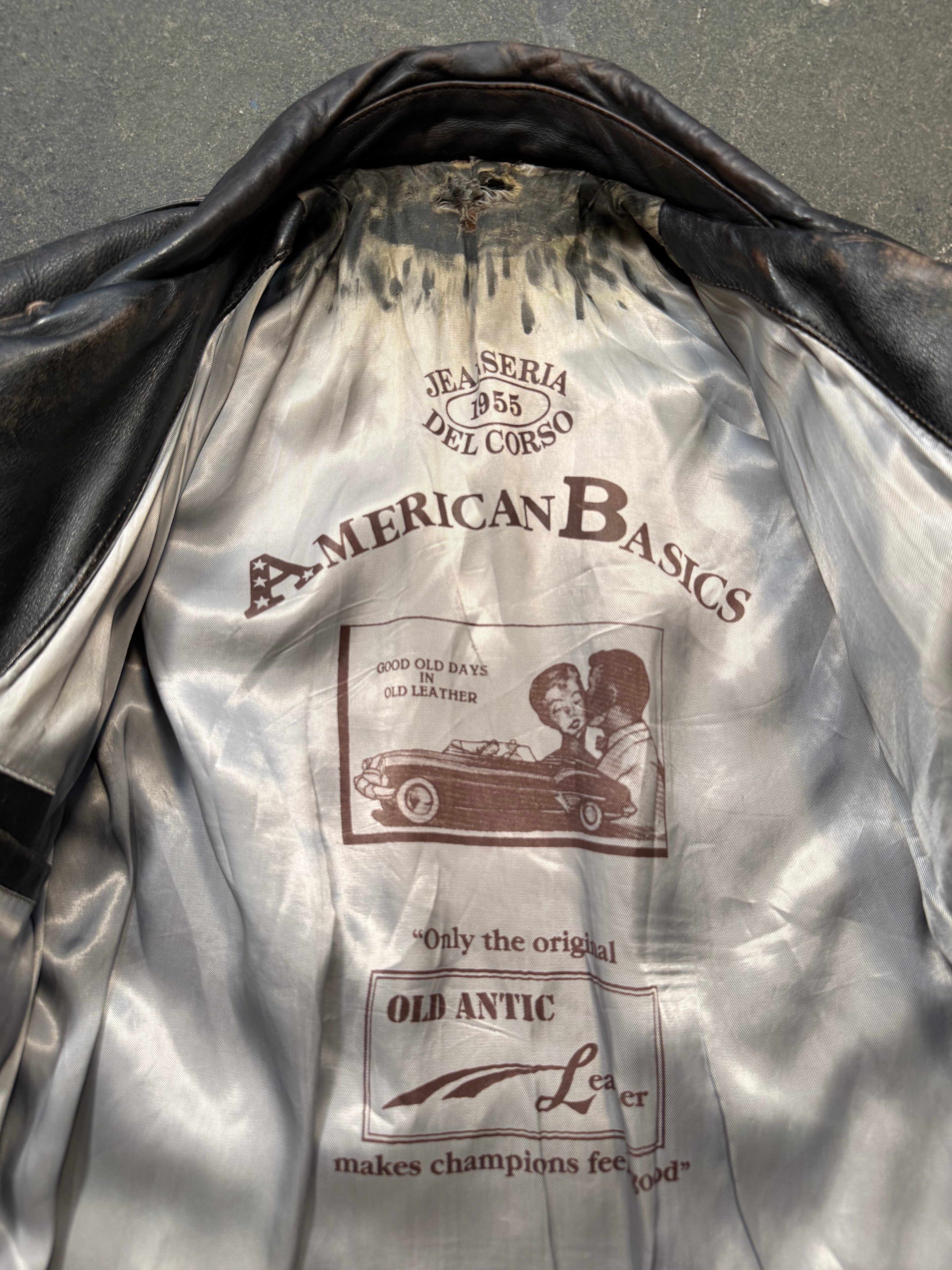 Vintage America used look Lederjacke 80er | Vintage used look Leather Jacket 80's | L