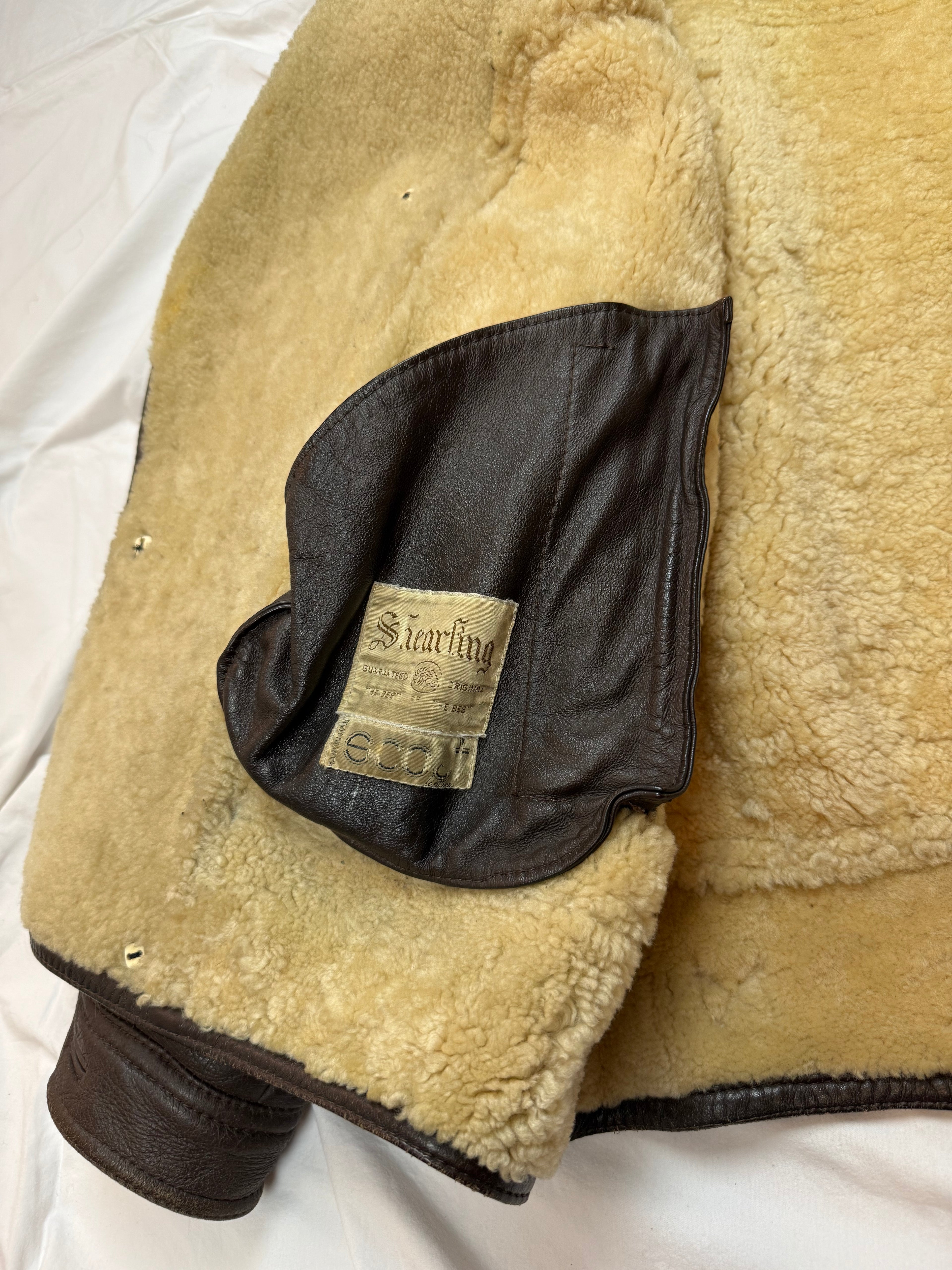 Vintage Leather Jacket Shearling Aviator mit Innenfell / 70's / 80's L