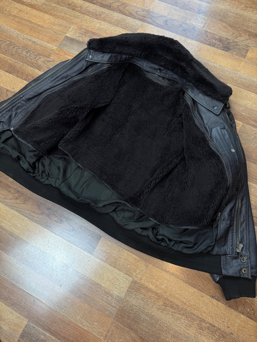 Vintage Lederjacke Aviator mit Innenfell & Fellkragen / 80's / 90's | L