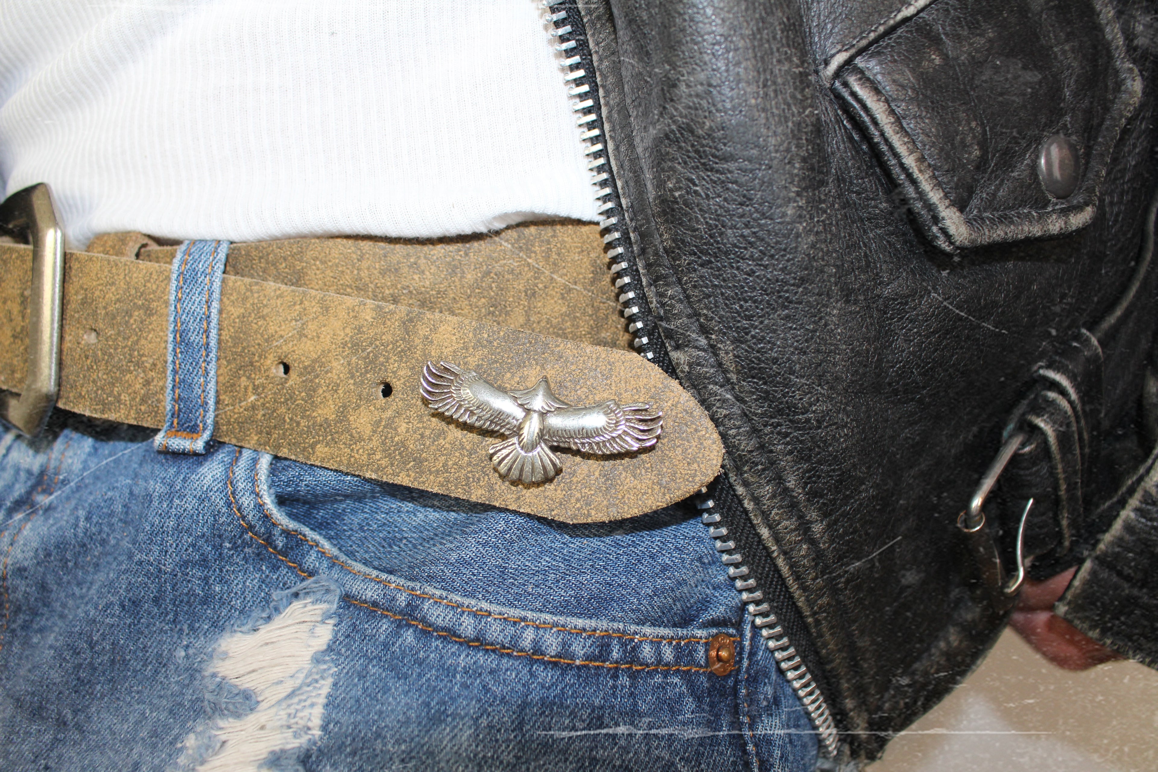 eagle concho leather belt | handmade | vintage look
