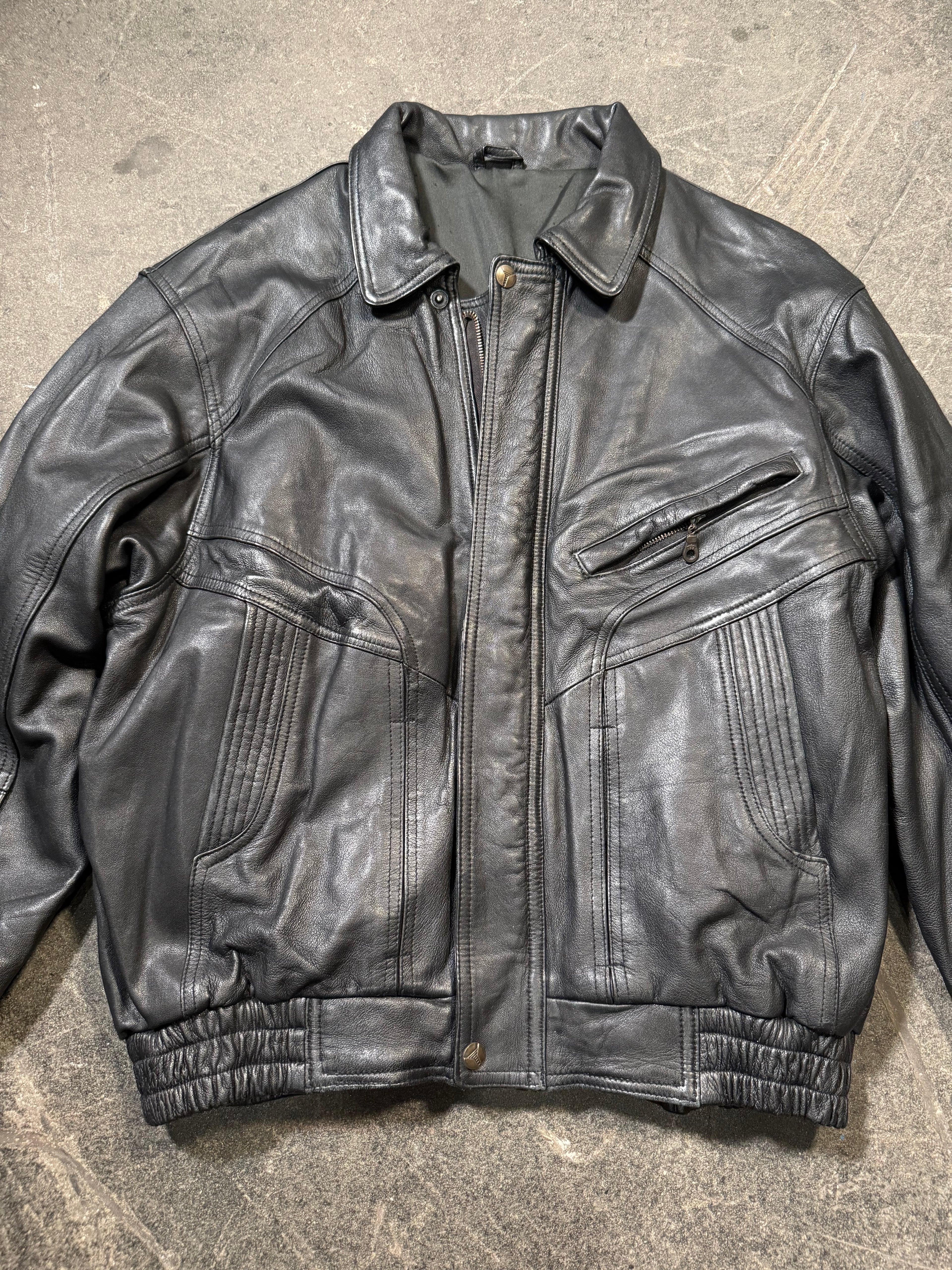 Vintage Lederjacke 80er l Vintage Leather Jacket Aviator 80's | L