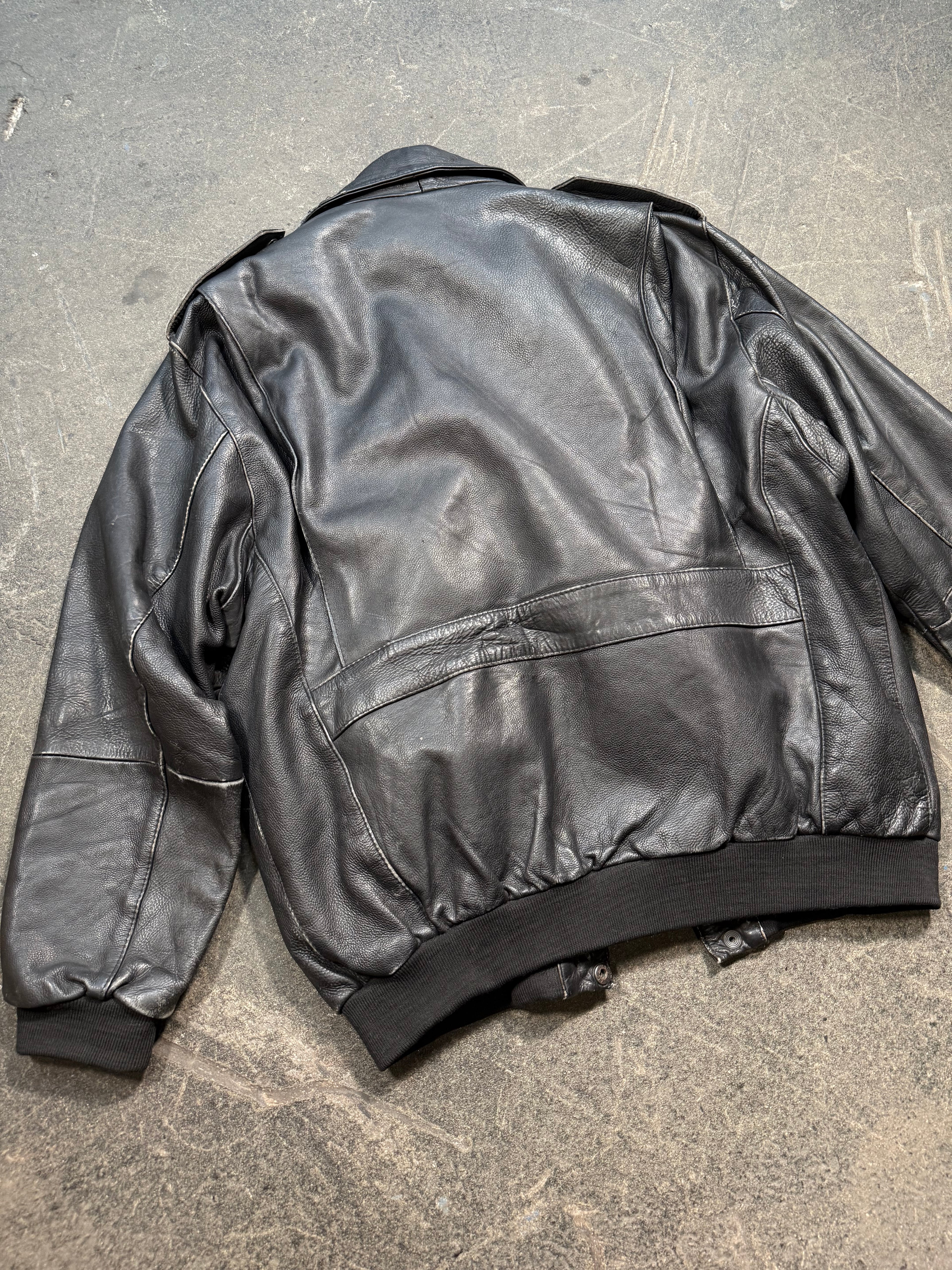 Vintage Piloten Lederjacke 80er | Vintage Leather Jacket Aviator 80's | L