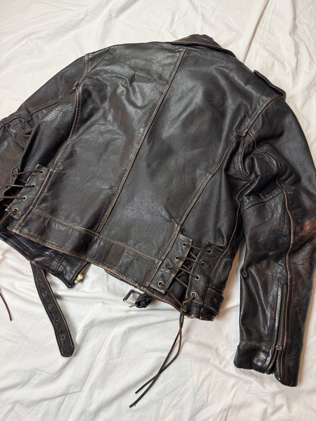 Vintage Biker Leather Jacket / used look / archive / 70's/80's | M