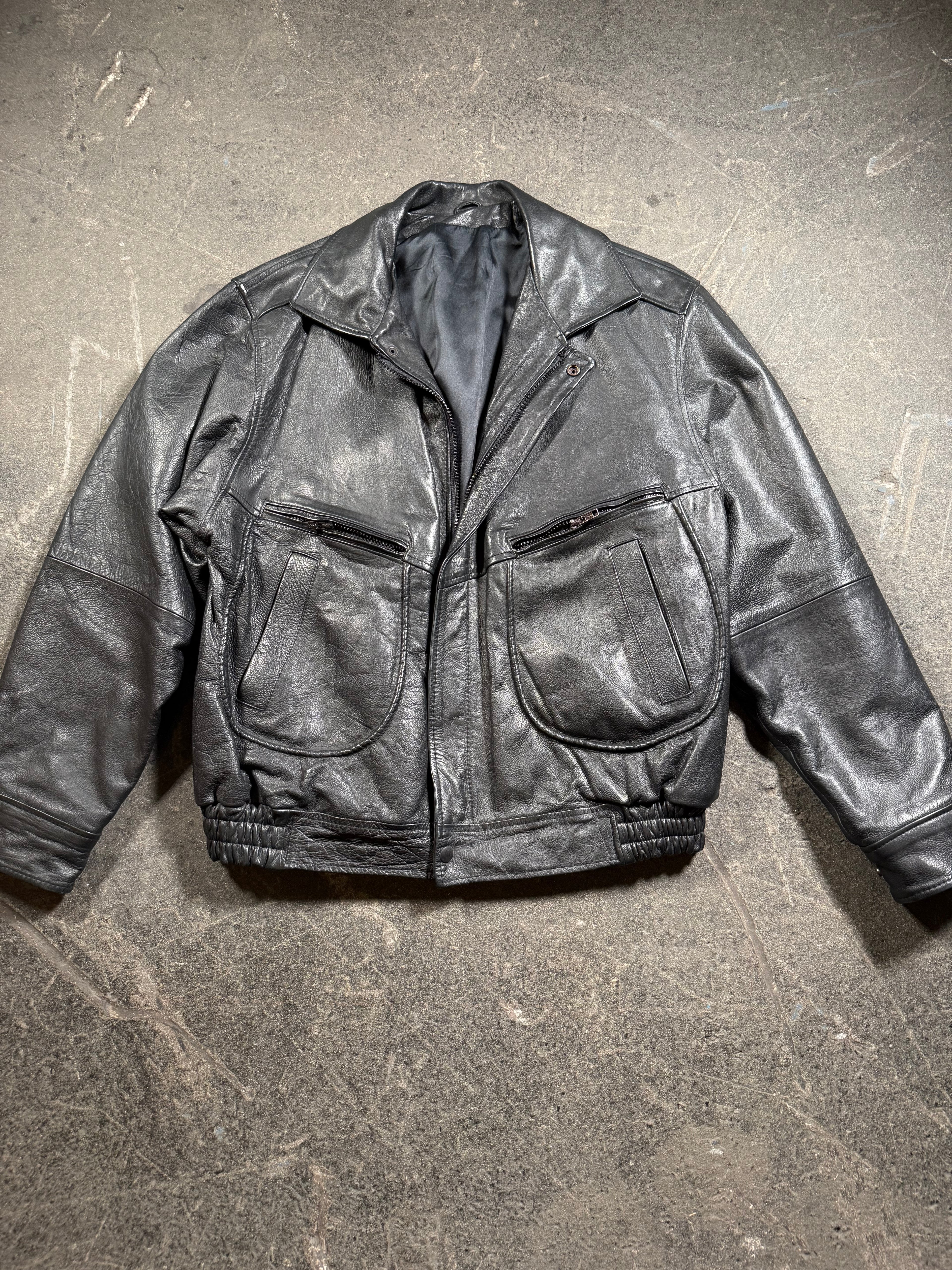 Vintage Lederjacke | Vintage Leather Jacket Aviator | cropped fit | 80's / 90's | M