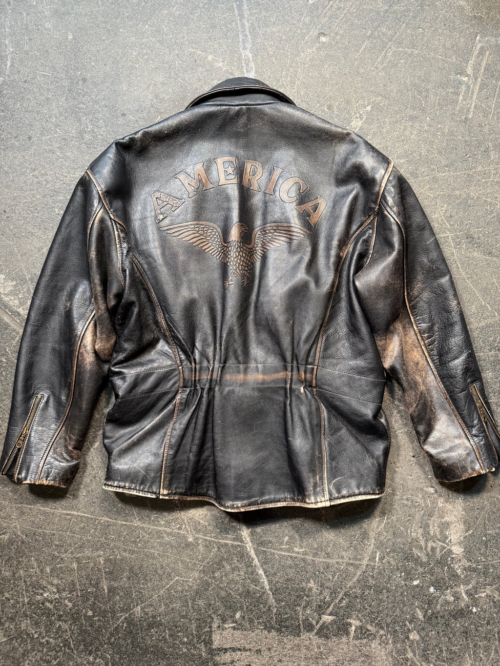 Vintage America used look Lederjacke 80er | Vintage used look Leather Jacket 80's | L