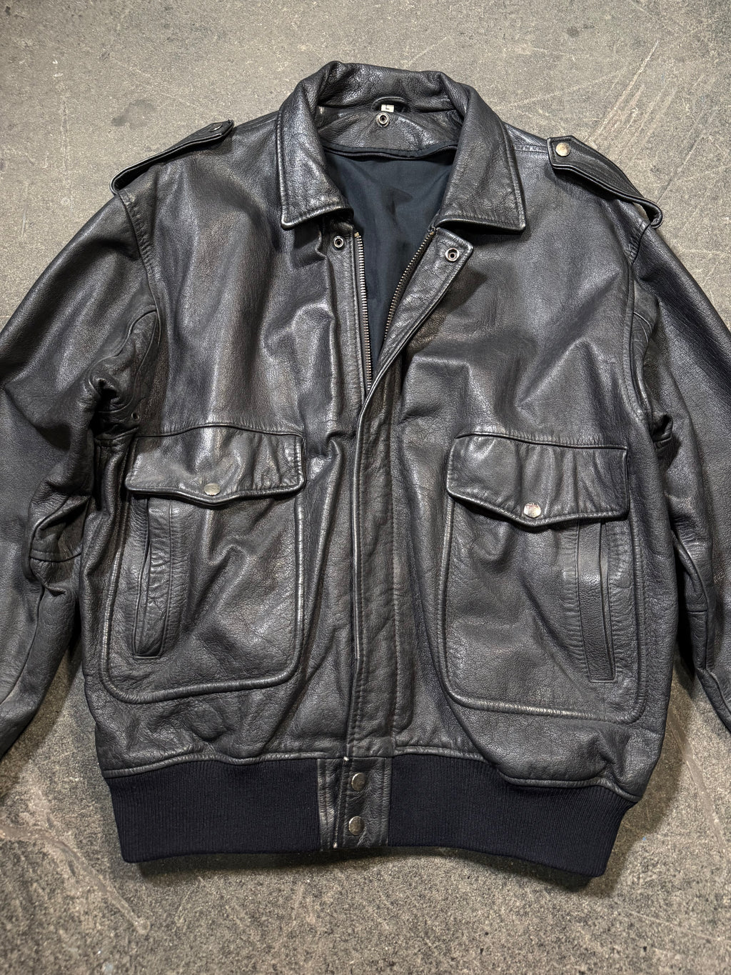 Vintage Piloten Lederjacke 80er | Vintage Flight Leather Jacket 80's | L