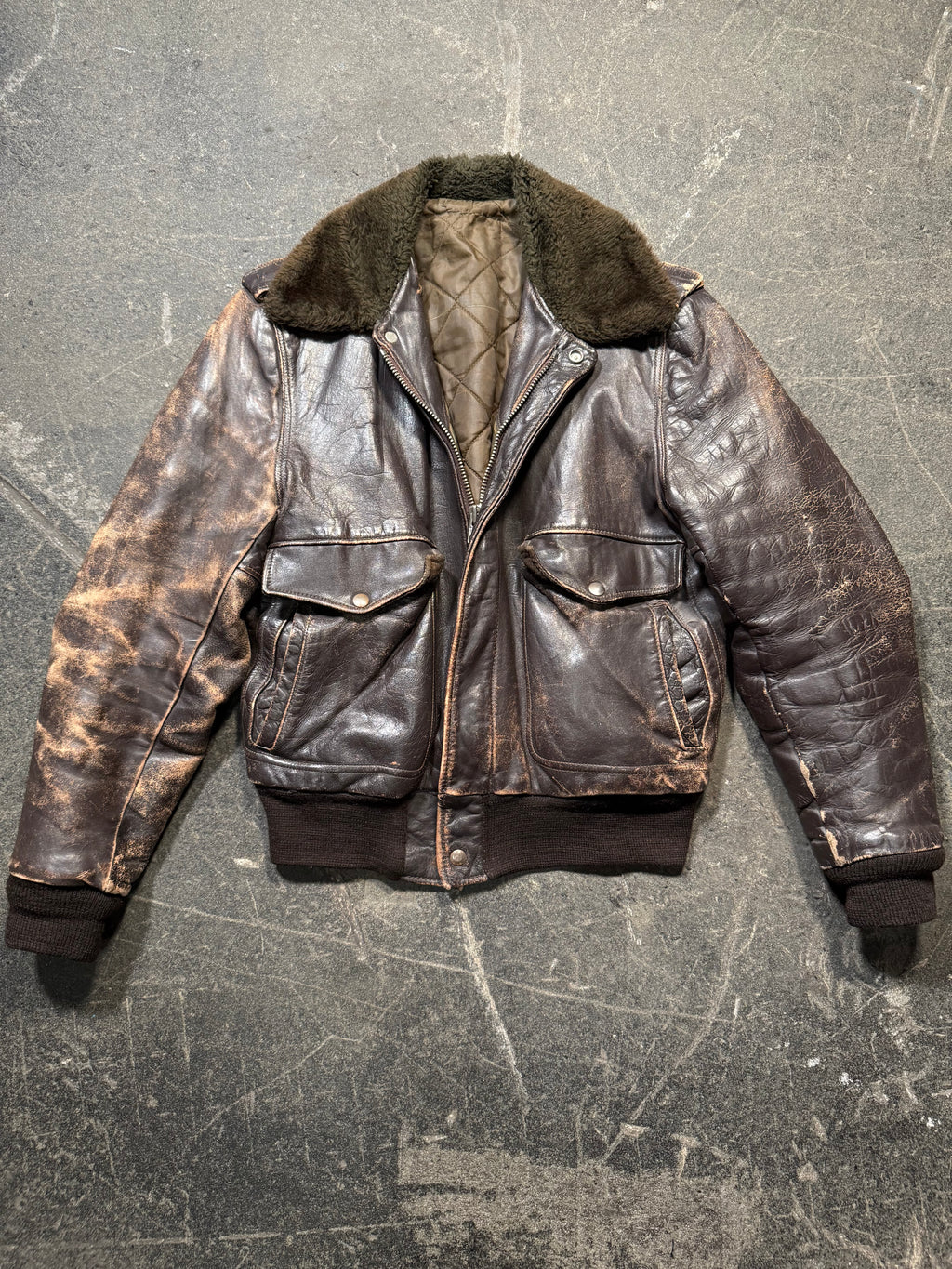Vintage used look Lederjacke 80er | Vintage used look Leather Jacket 80's | M