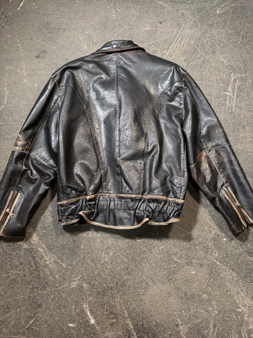 Vintage used look Lederjacke 80er | Vintage used look Leather Jacket 80's | L