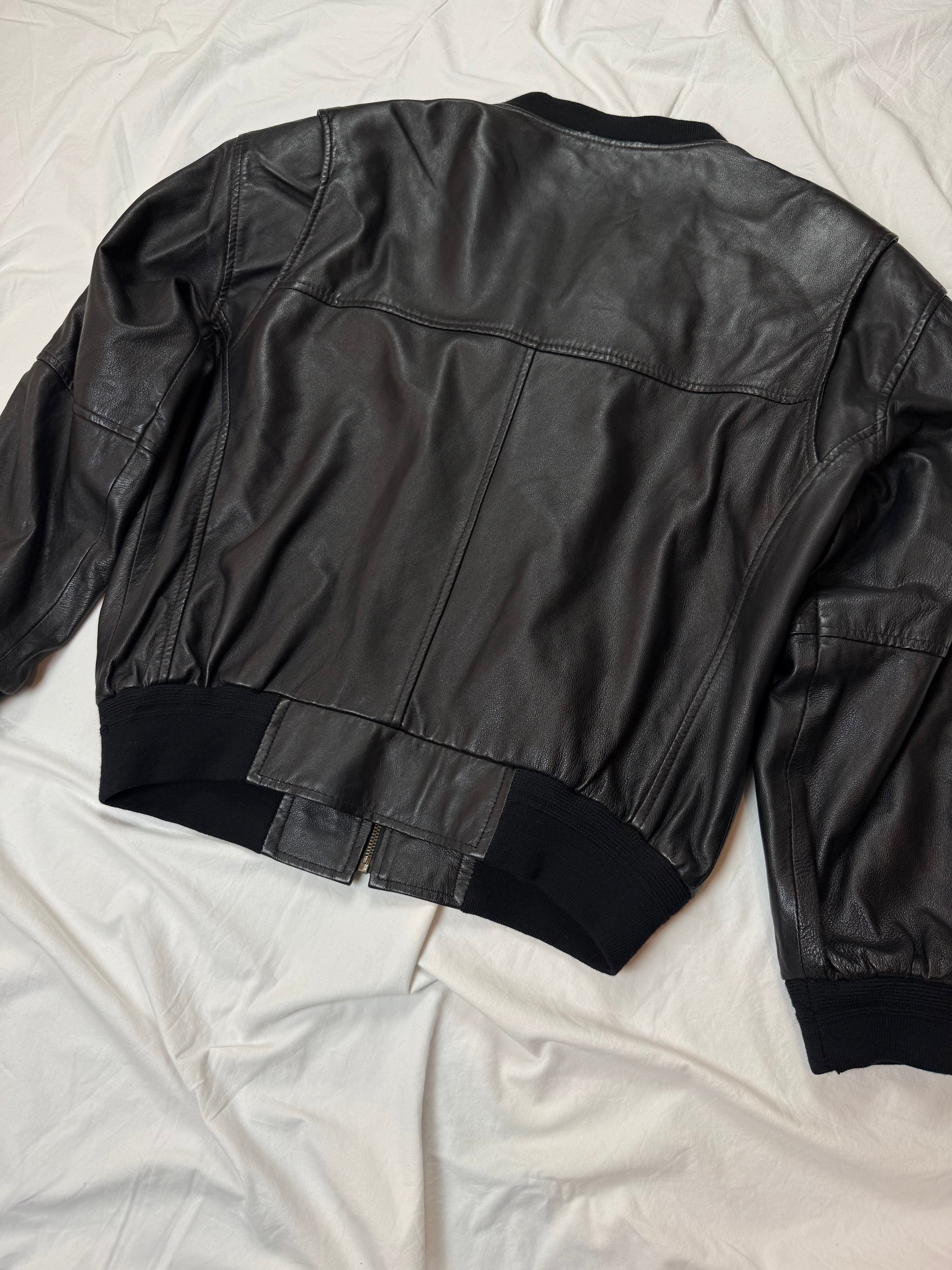 Vintage Leather Jacket Aviator cropped fit / Leather Jacket / 80's/ 90's | M