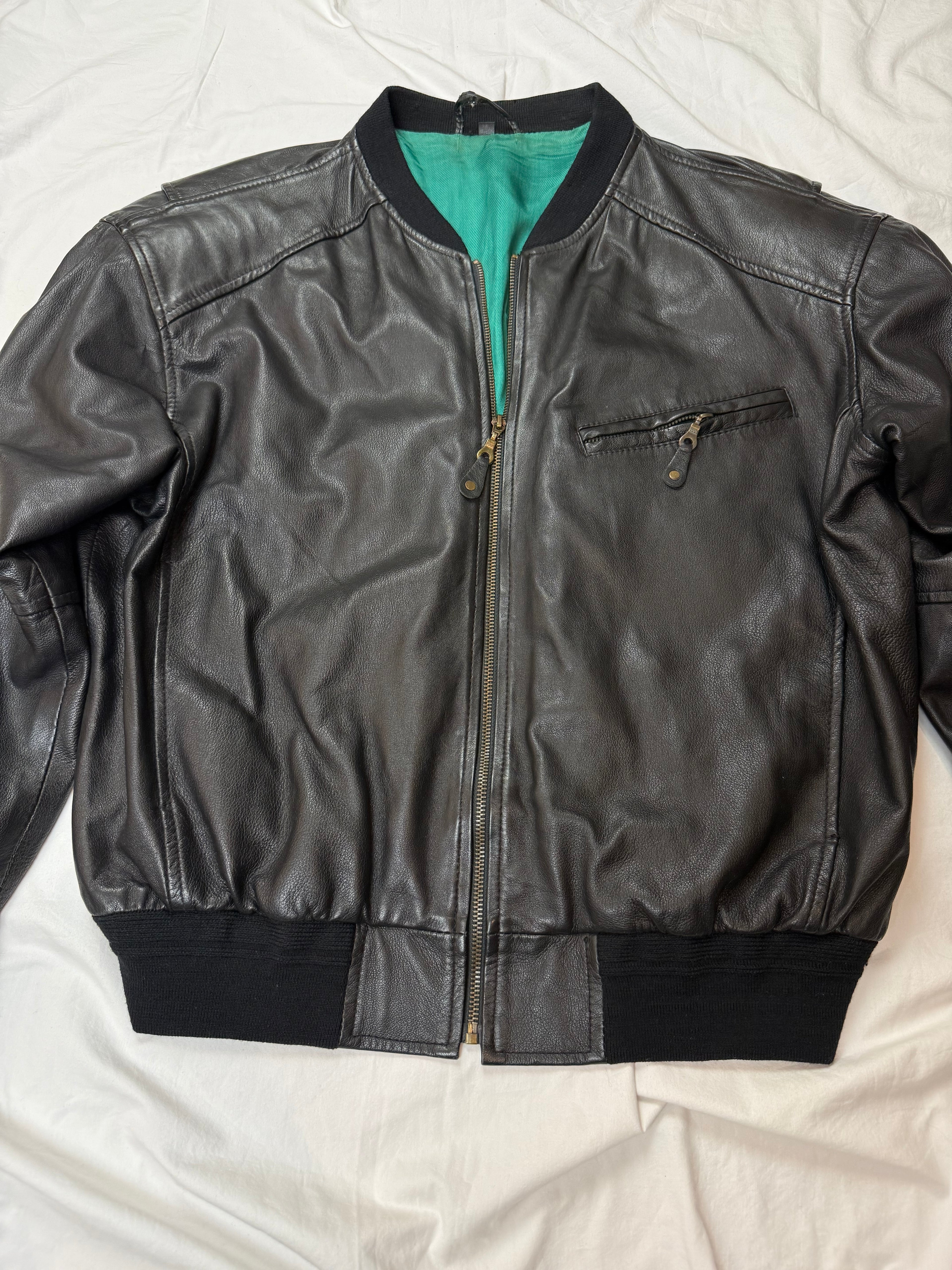 Vintage Leather Jacket Aviator cropped fit / Leather Jacket / 80's/ 90's | M