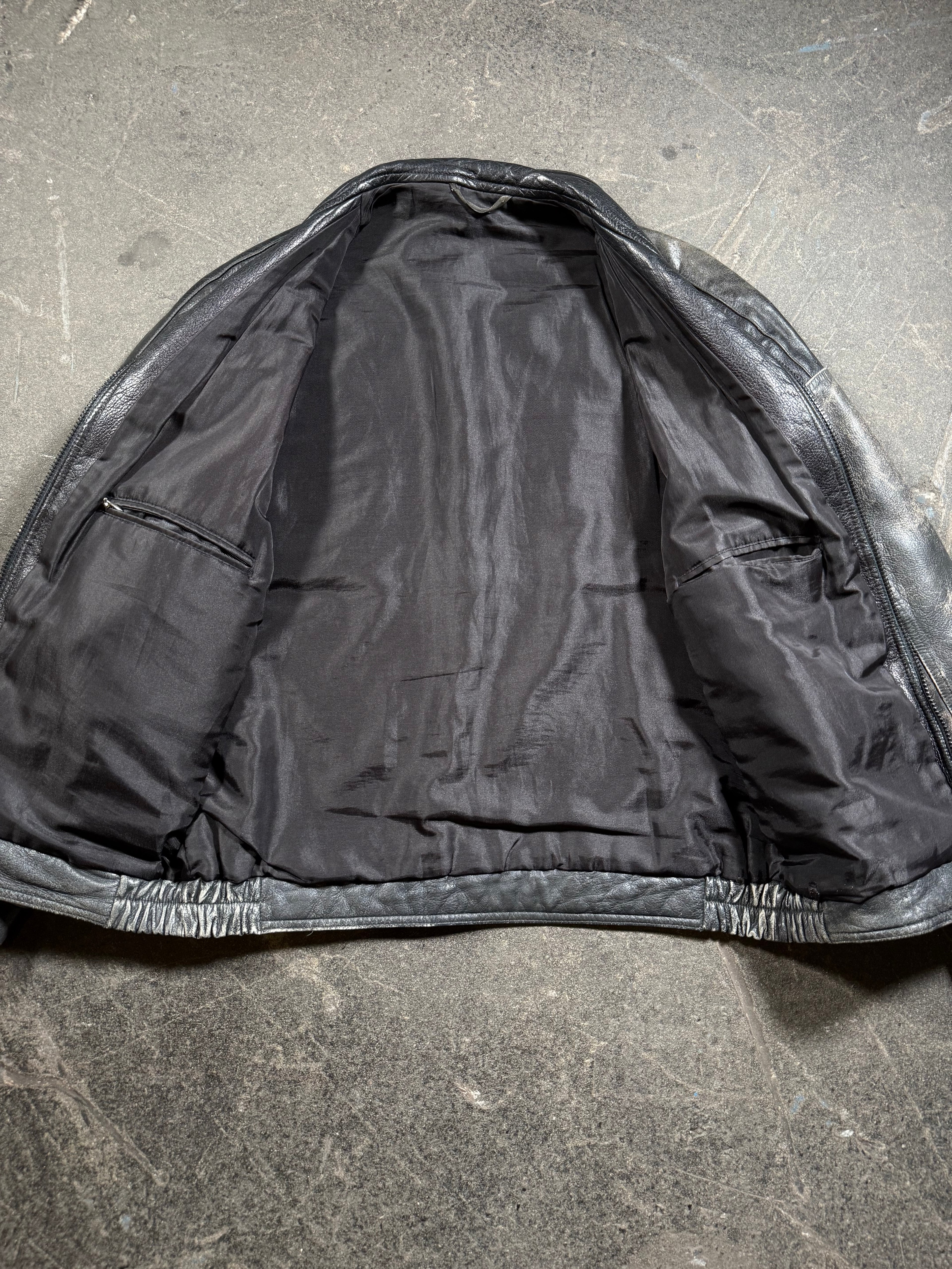 Vintage Lederjacke | Vintage Leather Jacket Aviator | used look | cropped fit | 80's / 90's | M