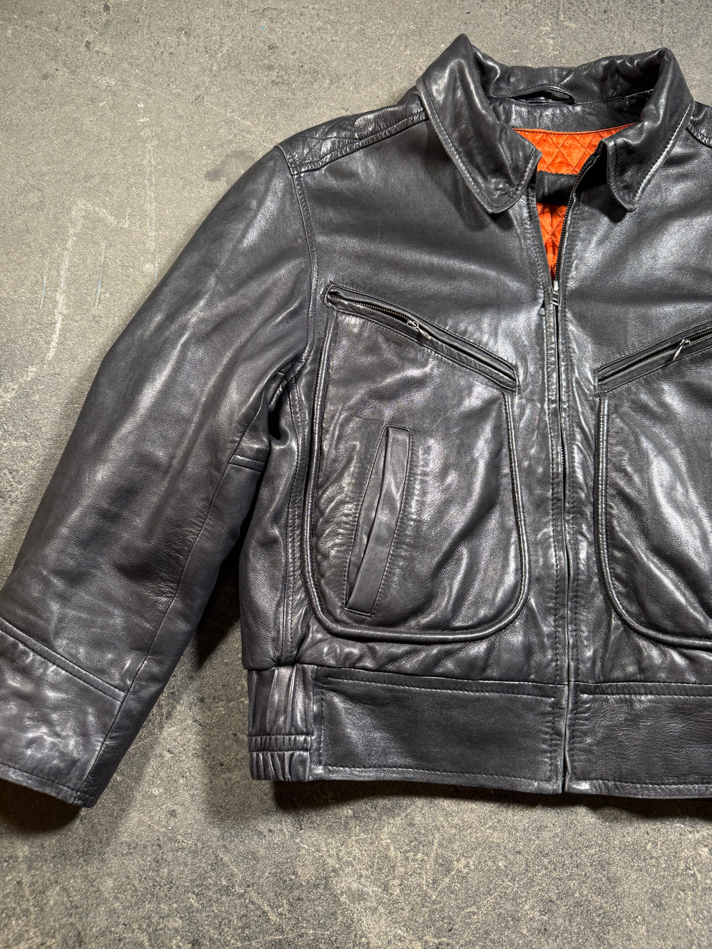 Vintage Lederjacke | Vintage Leather Jacket Aviator | cropped fit | 80's / 90's | M